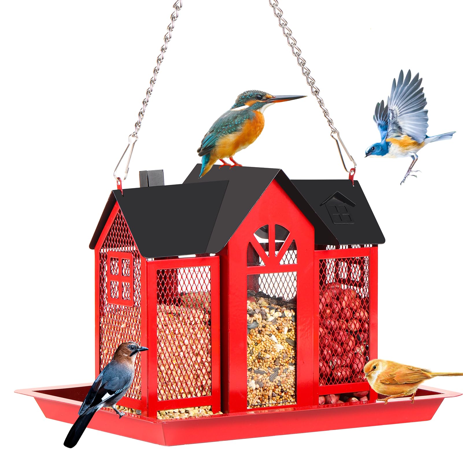 Squirrel Proof Hanging Bird Feeder with Roof - Red-image-5c30a6a4-04f2-429c-b3e7-458bb624bc86-96880