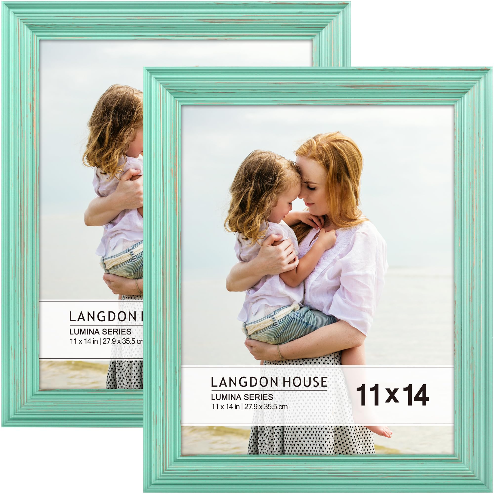 Langdon House Real Wood Picture Frames 14x11 Blue Gold 2 14 x 11,