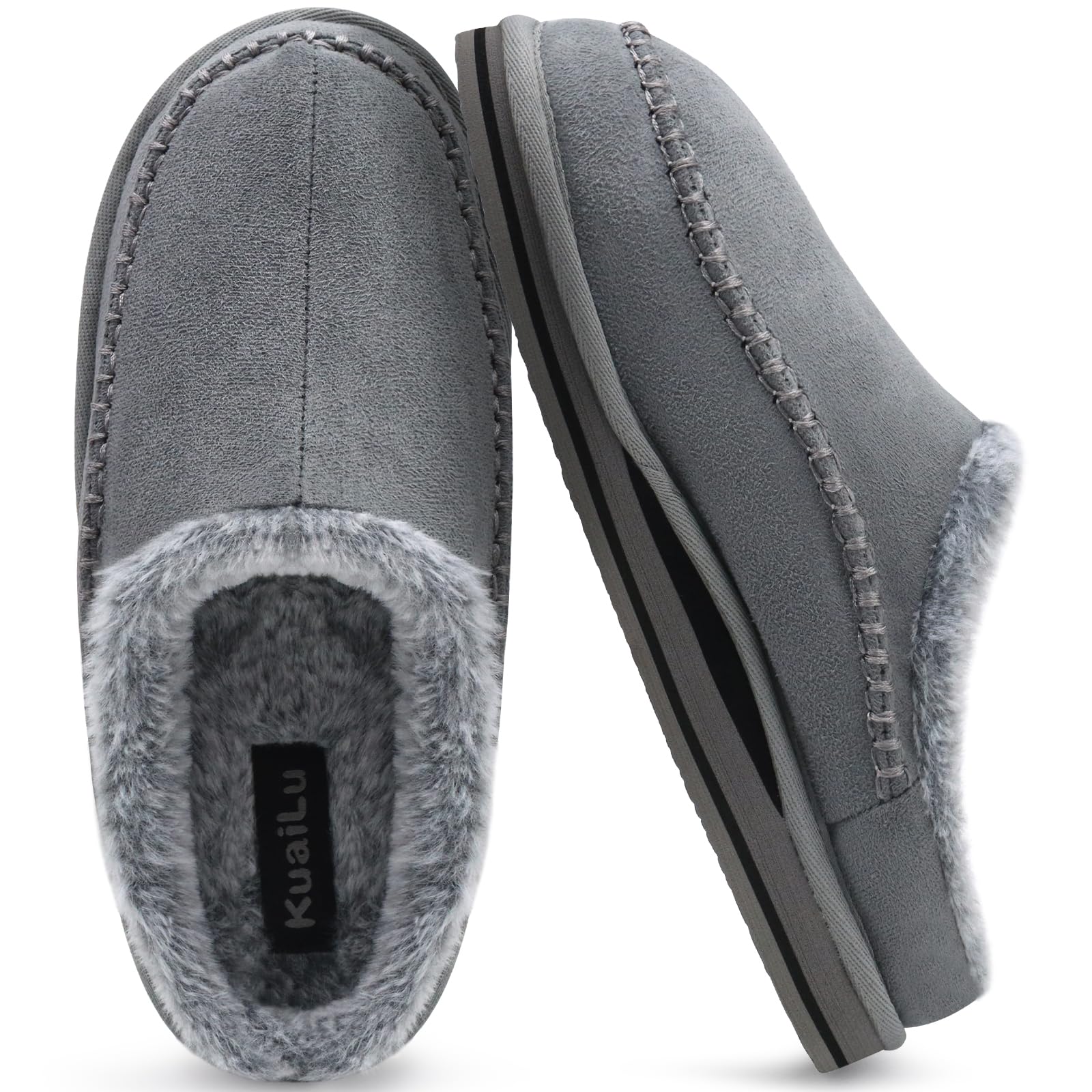Men's Memory Foam Clog Slippers - Fur Grey UK 6-image-4b3898a1-cedd-4bf1-a71e-b6c0c849f017-106819