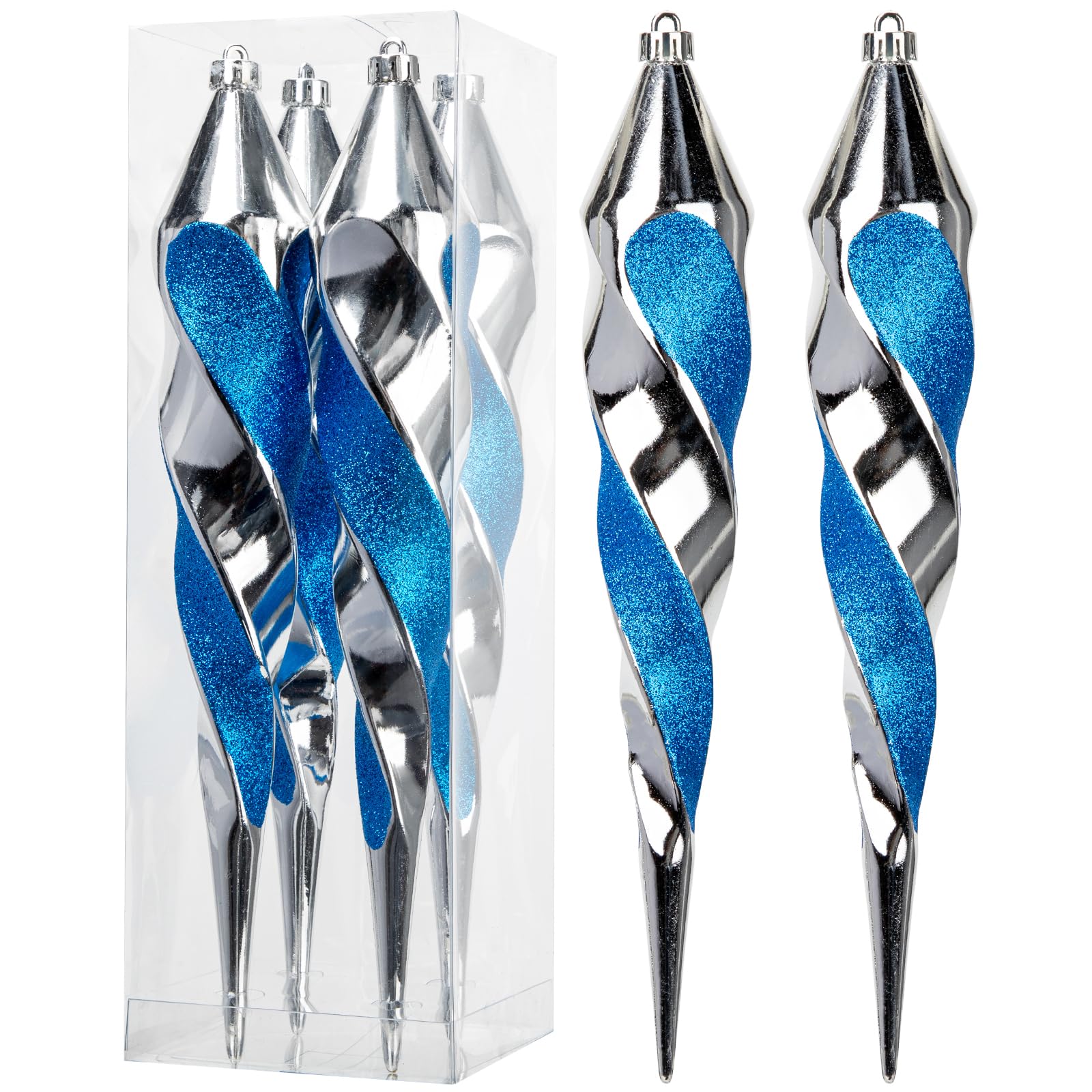 4PCS Swirl Icicle Christmas Baubles - 12'' Blue & Silver Glitter Ornaments for Tree, Garland & Home Decor-image-cecbfce5-40dc-4dec-9181-e380b89dd98b-68401