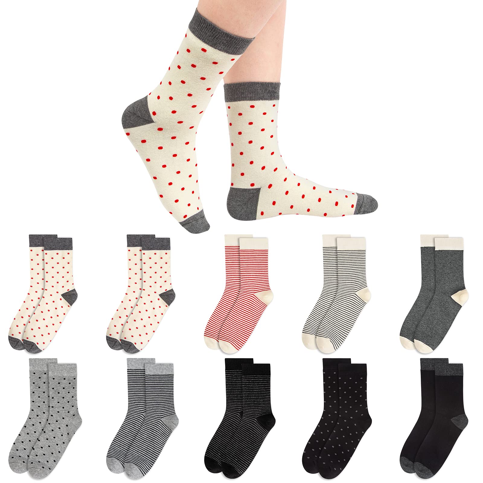 Pairs Womens Socks Cotton Soft Ladies Patterned Stripes and Spotts 10-image-5d346831-733a-489e-b1d9-79b3343e9884-54237
