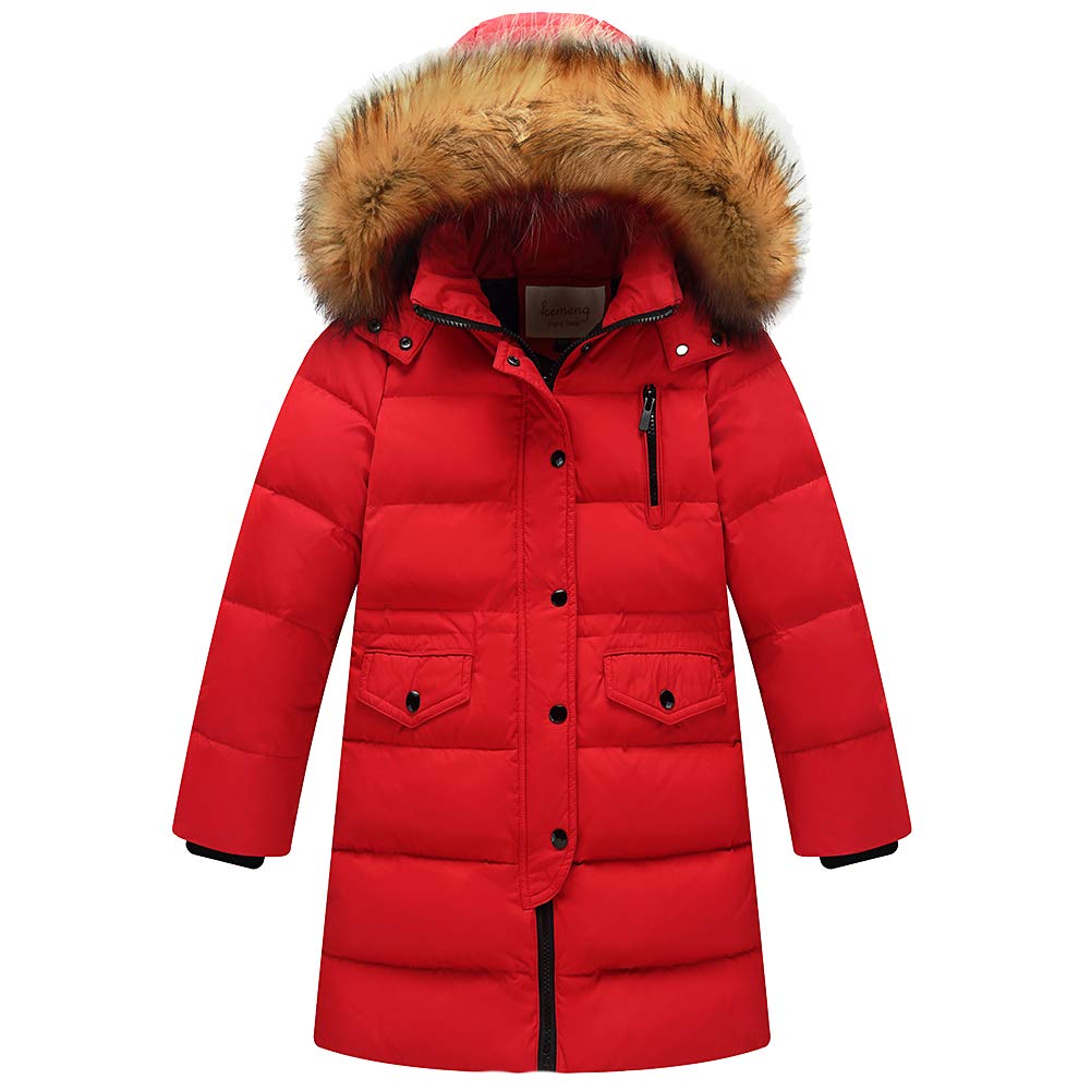 Girls Puffer Coat with Fur Hood - Red 7-8 Years-image-351ee206-9d7c-472b-843c-5b1dc3fb5ca9-112705