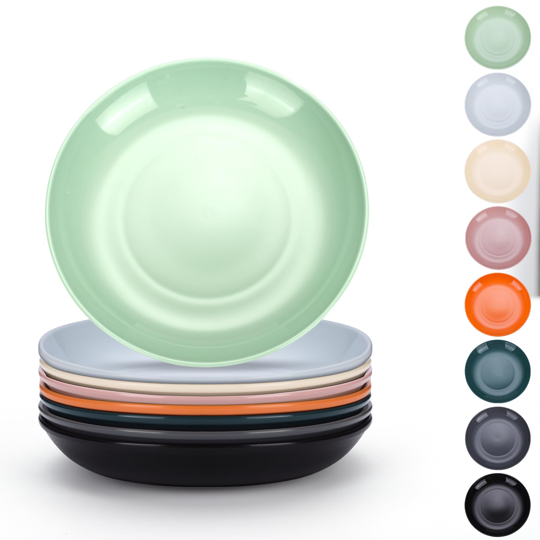 16cm Multicolour Unbreakable Plastic Plates Set of 8 - Microwave & Dishwasher Safe-image-3eaea70a-65a7-4cbc-b4f4-8ffad588f7ee-53533