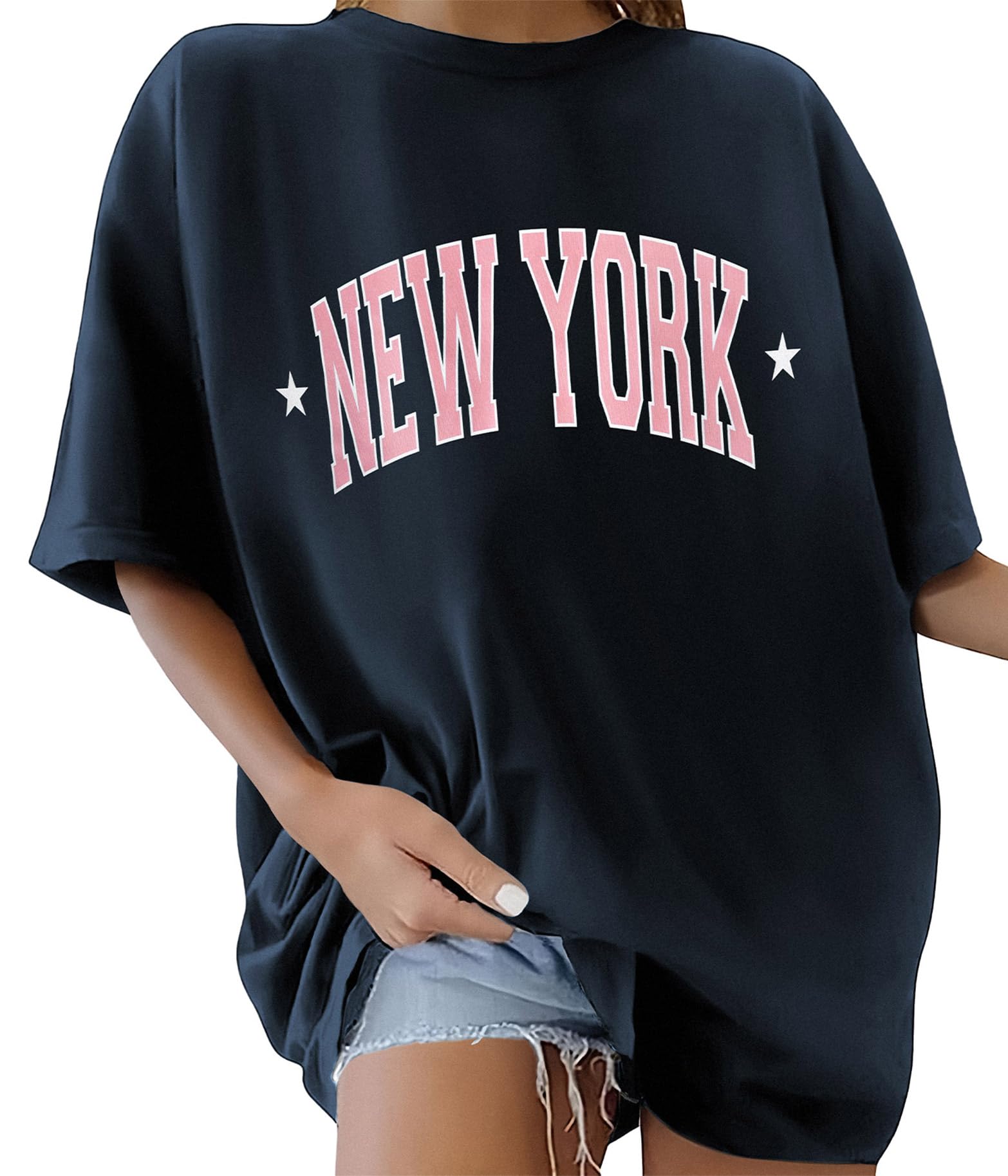 Navy Blue Oversized Women's T-Shirts - Size M-image-543d6a01-ee1f-456c-a3b8-b5dfb1e813a0-55306