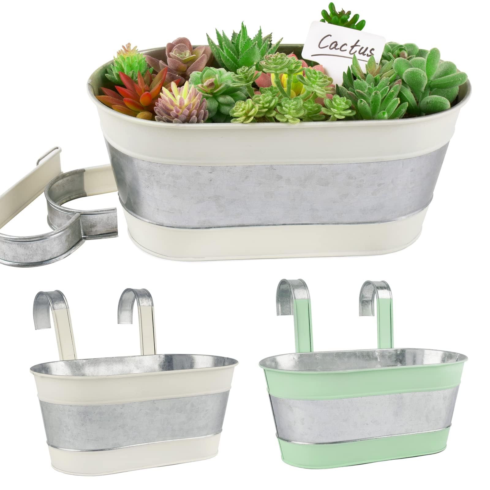 Hanging Flower Pots Set of 4 - Green & White-image-3f5f5018-5a1d-4622-9646-39c6cd7bbfc0-116745