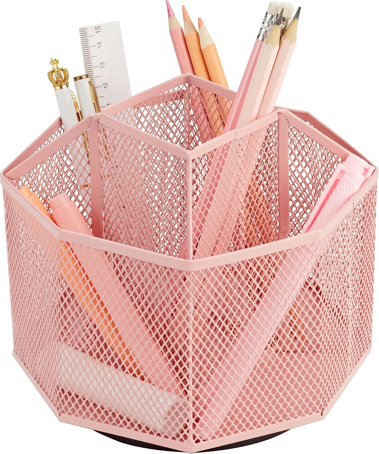 Rotating Mesh Desk Organiser with 5 Compartments - Light Pink-image-6e1442b3-7605-4816-a567-2fc032d1d8b7-66689