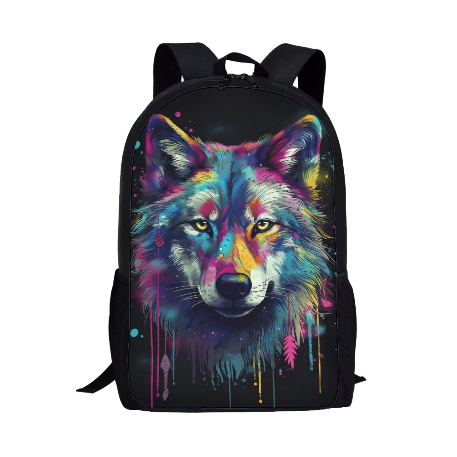 Wolf Print Backpack - Colourful Art Style-image-24cf06de-f26a-46e2-9f6b-38b6b5b145af-82454