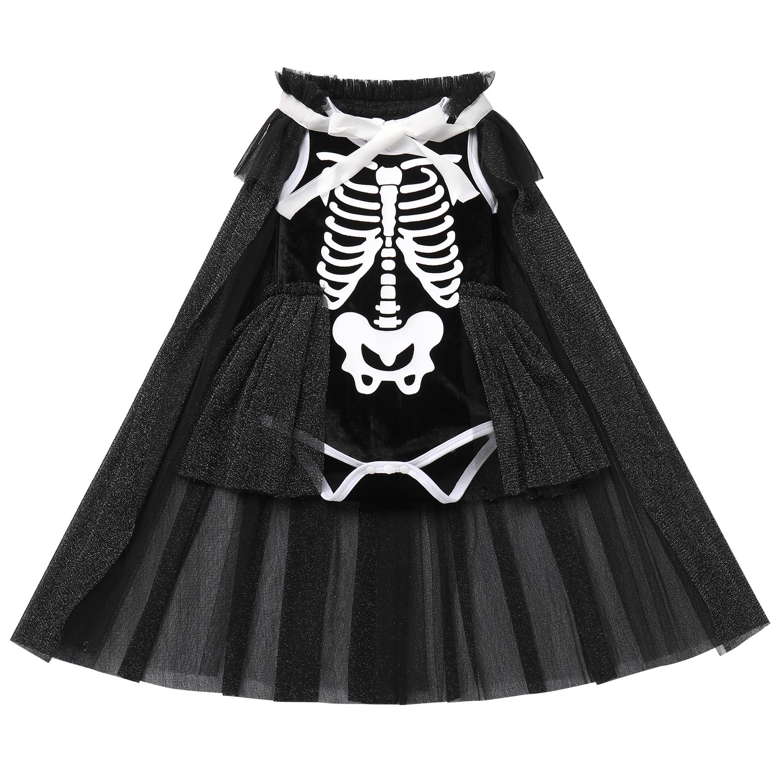 Girls Skeleton Romper & Cloak Set - Black 3-4 Years-image-d63af817-b90d-4681-ab6b-bf89890af4d2-106329