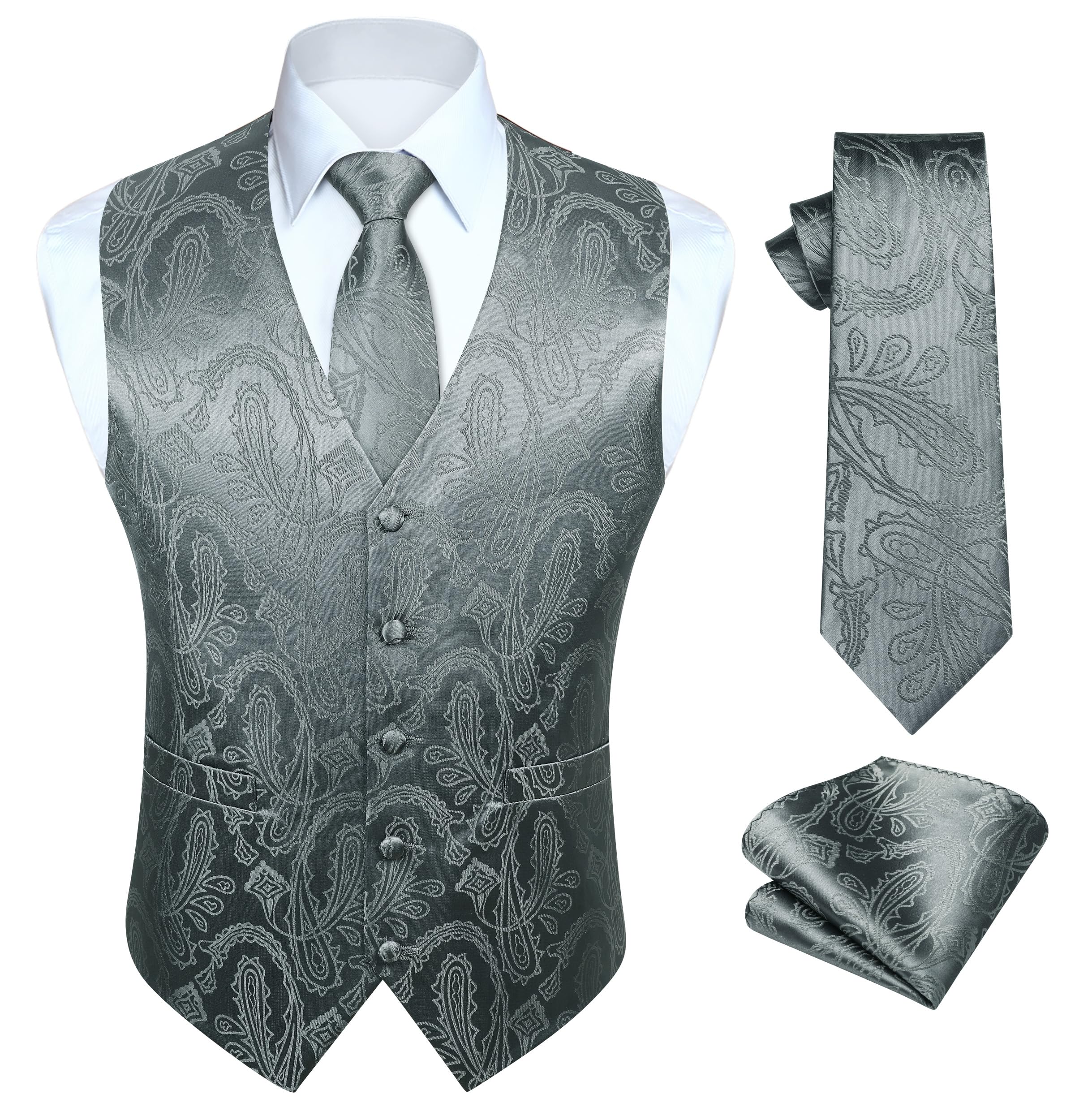 Men's Jacquard Waistcoat Set - Dark Grey-N 4XL-image-9886953d-bd16-4a02-b767-29bdbca4c446-103909