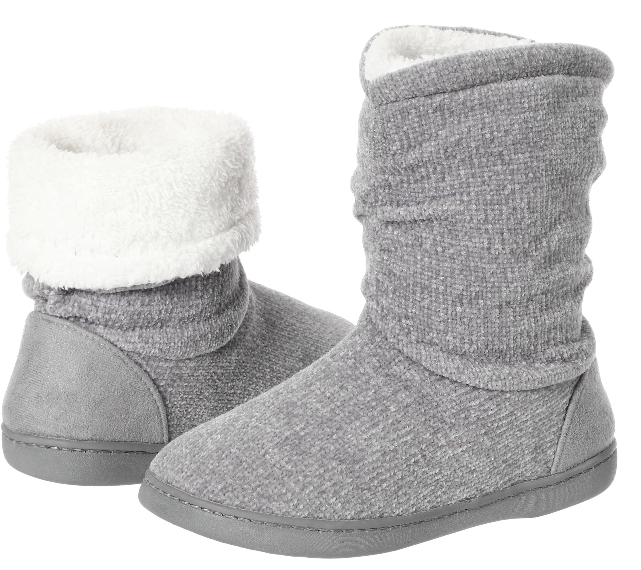 Women's Knitted Slipper Boots - Non-Slip Memory Foam Sole, Warm & Fluffy Comfort