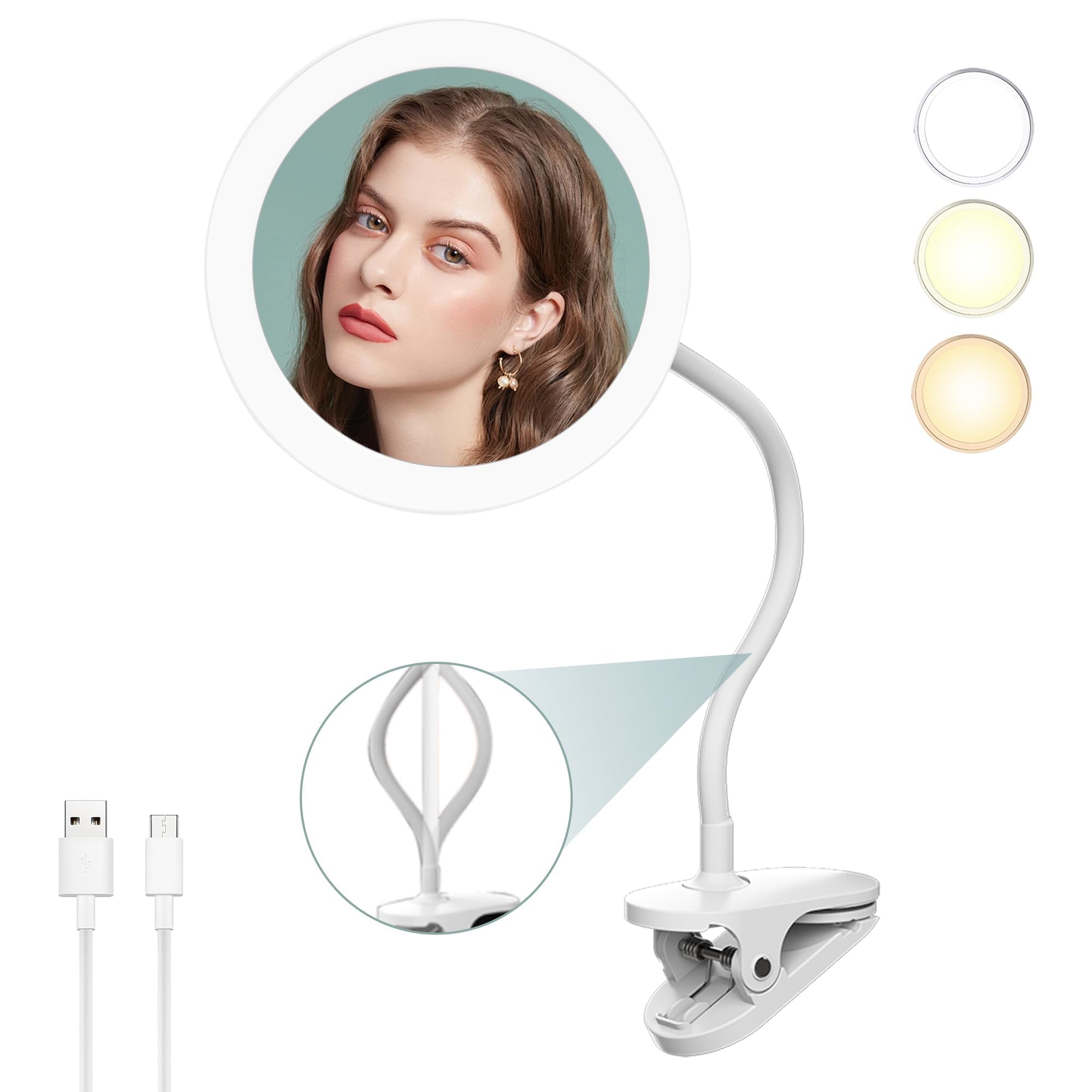 Clip-On Gooseneck Lighted Vanity Mirror - White 1X-image-0701a084-dd0c-40ad-bd2c-8120bb42f99a-87100
