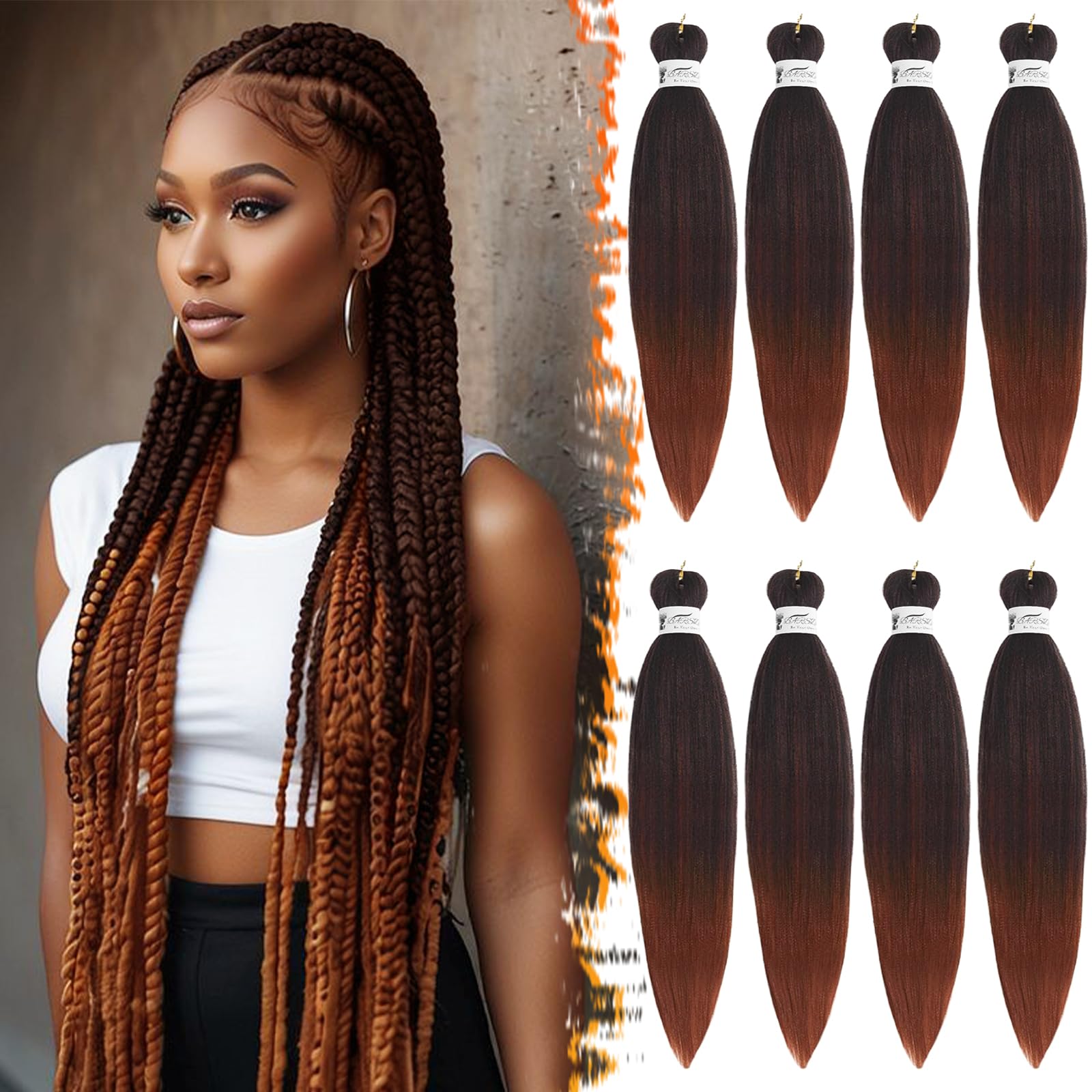 Pre-Stretched Braiding Hair 8 Pack - Black Ombre Burgundy 26 Inch-image-5e3f1d31-e262-4d82-a791-53188d40c51c-118379