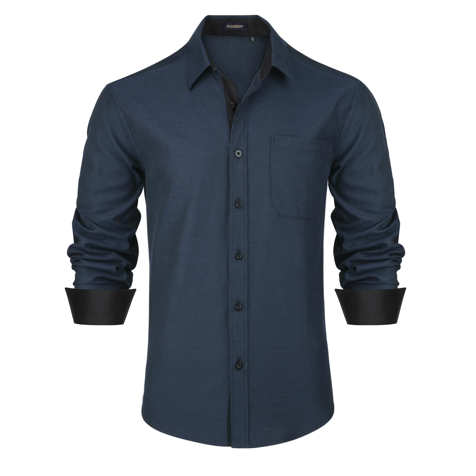 Men's Dress Shirt Regular Fit - Navy Blue 2XL-image-f8a65328-5640-4aed-8810-02d6165d0ad6-103963