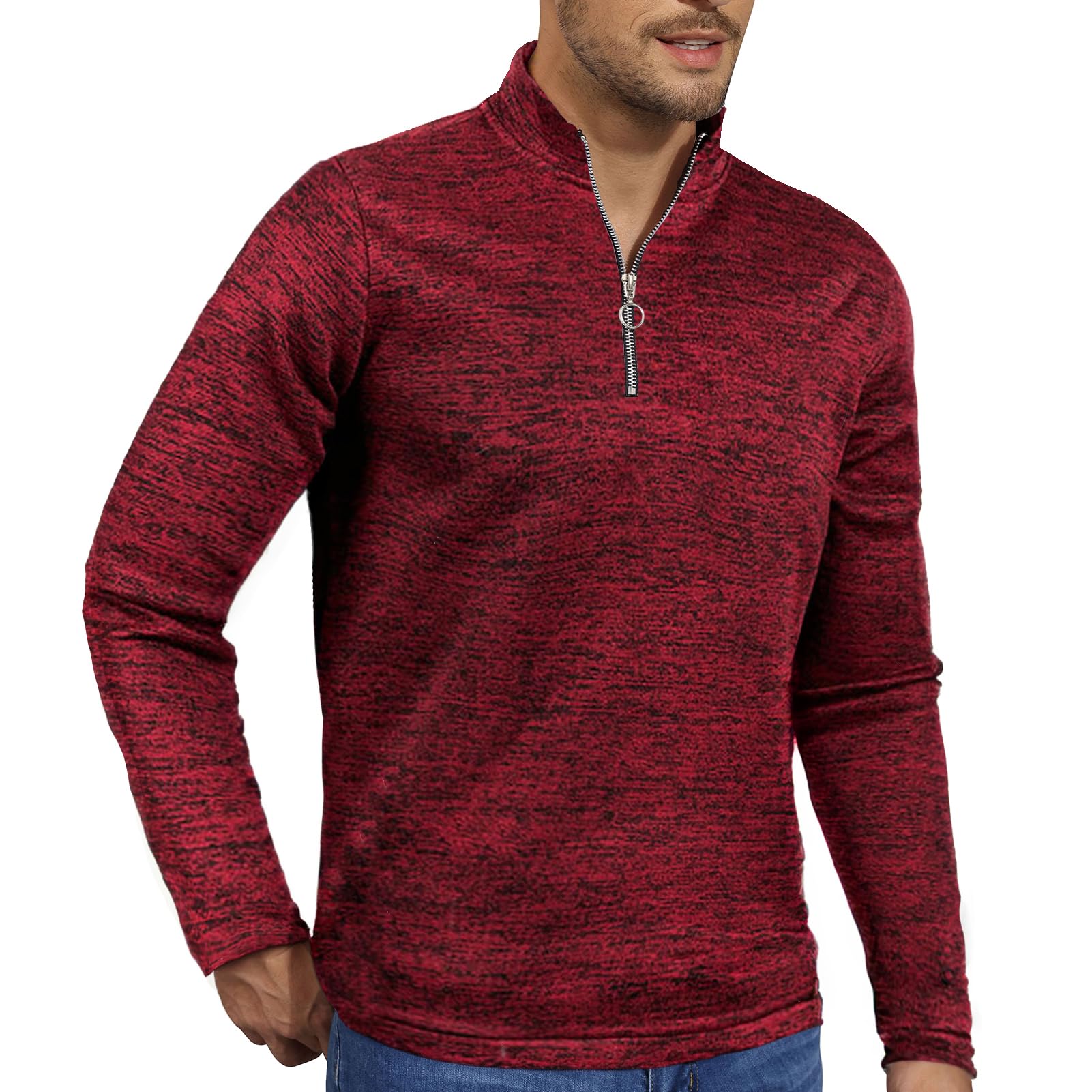 Men's Fleece Zipper Pullover Jumper - New Red S-image-ae6446fd-9c13-4da5-825e-2abe8fd08fc7-108590