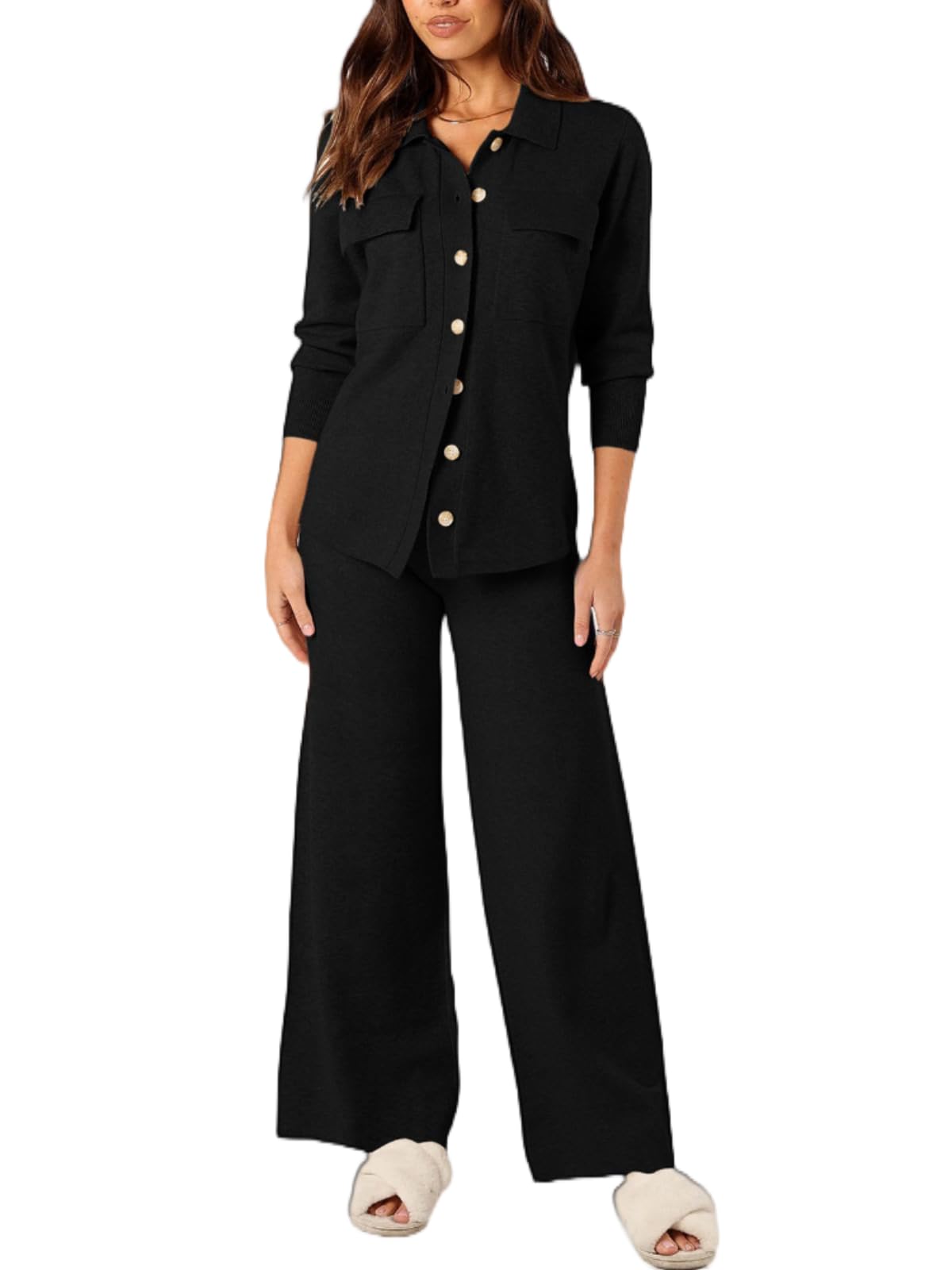 Women's Two Piece Tracksuit Set with Cardigan - Black L-image-8e3e1dd2-23b2-46a8-919a-b90b4960ee1e-99732