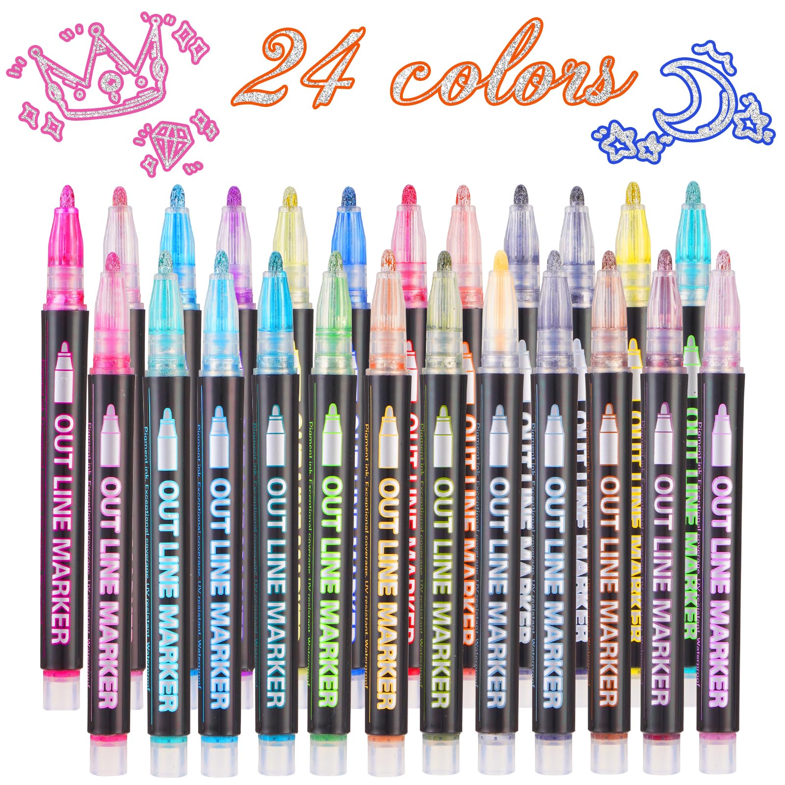 24 Colours Glitter Outline Marker Pens for Kids - Double Line, Non-Toxic, Fast-Drying-image-1bfee936-5823-4852-a911-2ecea85fe442-56412