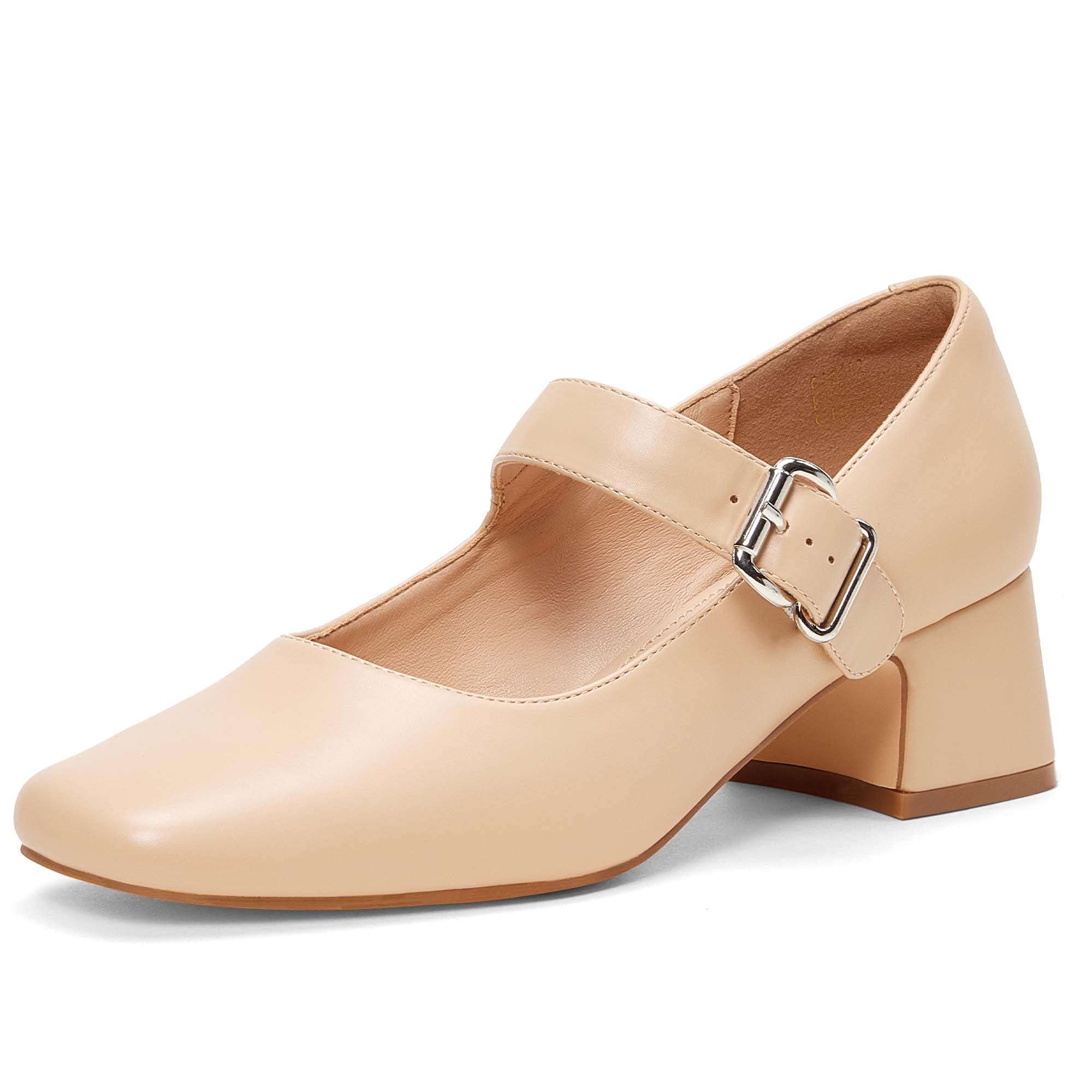 Women's Block Heel Mary Jane Shoes - Nude 5 UK-image-177df9ea-a0f0-4079-be0c-d30f4f0f11bd-86417