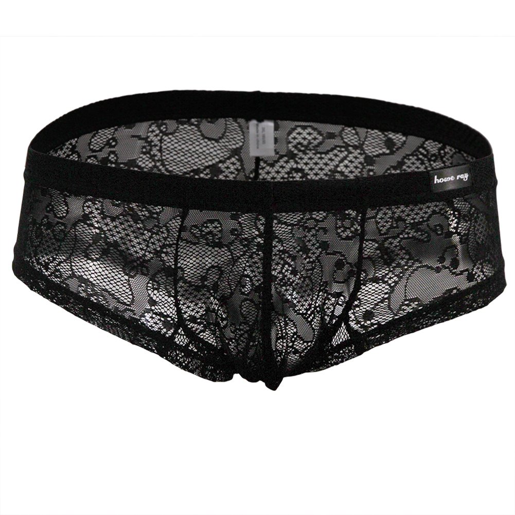 sandbank Men's Lace Panties Translucent Nylon Pouch Sexy Boxer (Black,-image-a323410d-1b9f-4e16-b63c-ecee3b186d34-64718