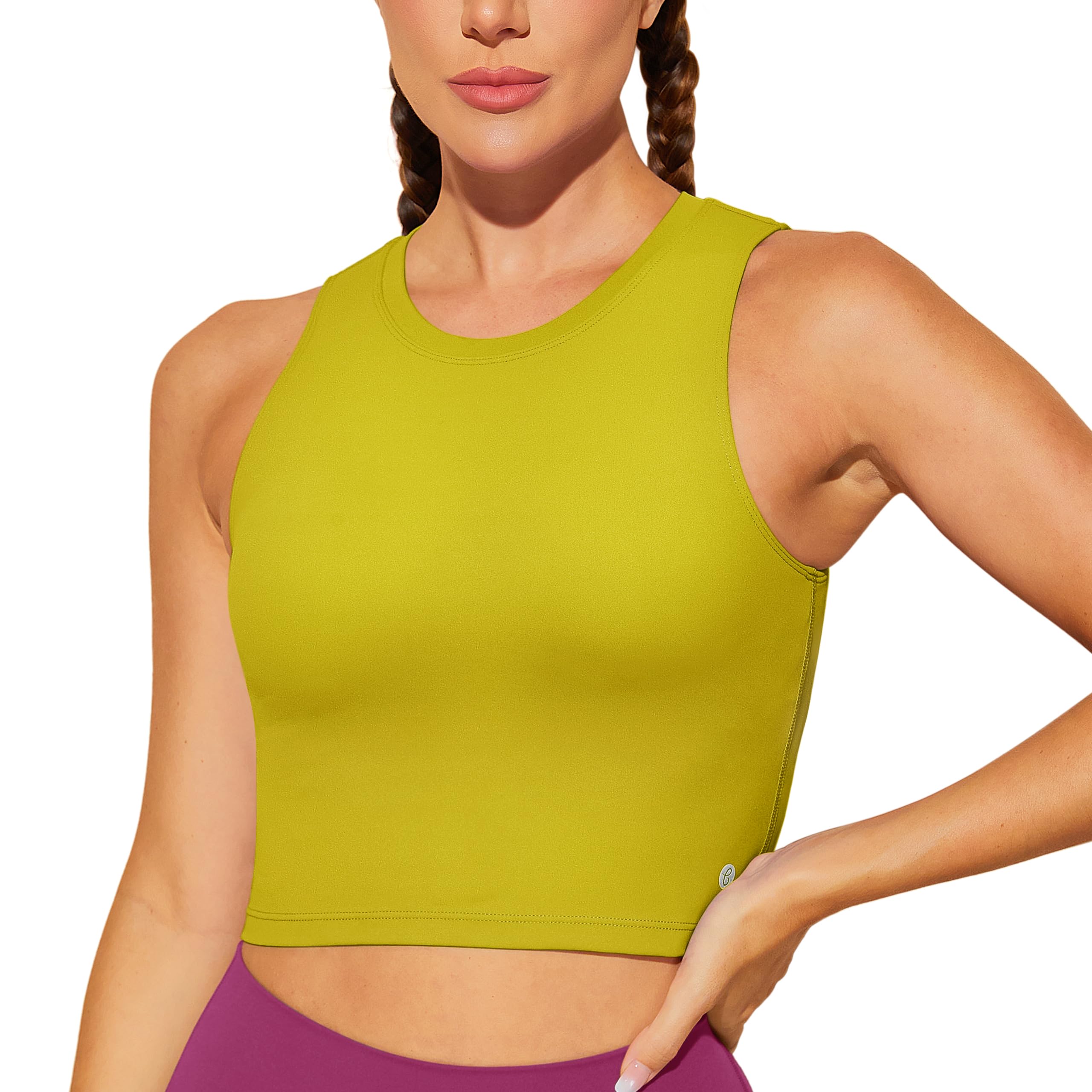 High Neck Sports Bra Tank Top - Avocado Oil-image-17603fe4-488f-4300-9c8d-b86373c8a6ba-83295