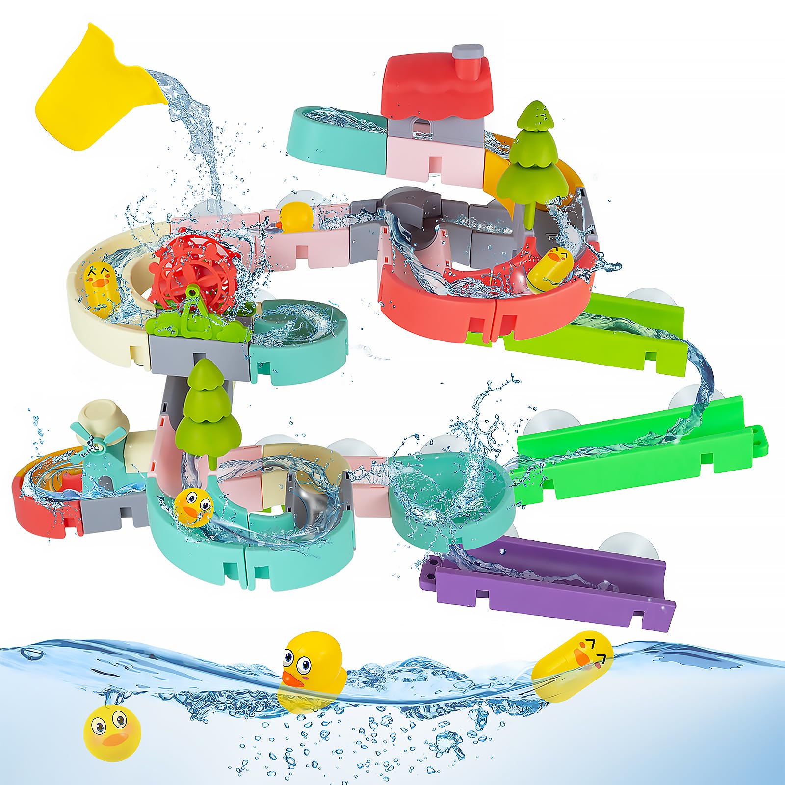 62PCS Baby Bath Toys Water Slide - Bathtub Playset-image-cfc93c70-93cf-4a6c-af59-084ec3e7bf09-86097