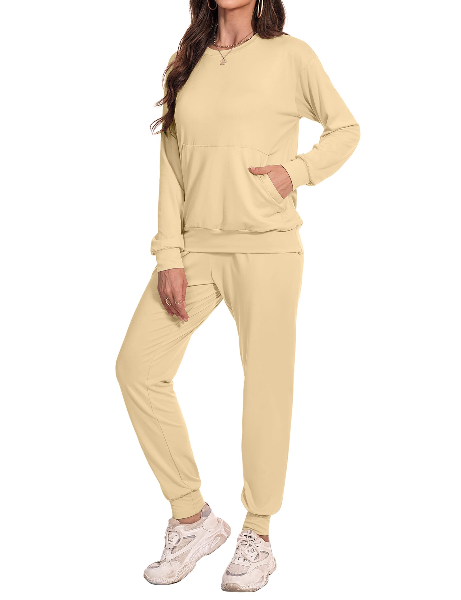 Women's Two Piece Tracksuit Set - Apricot M