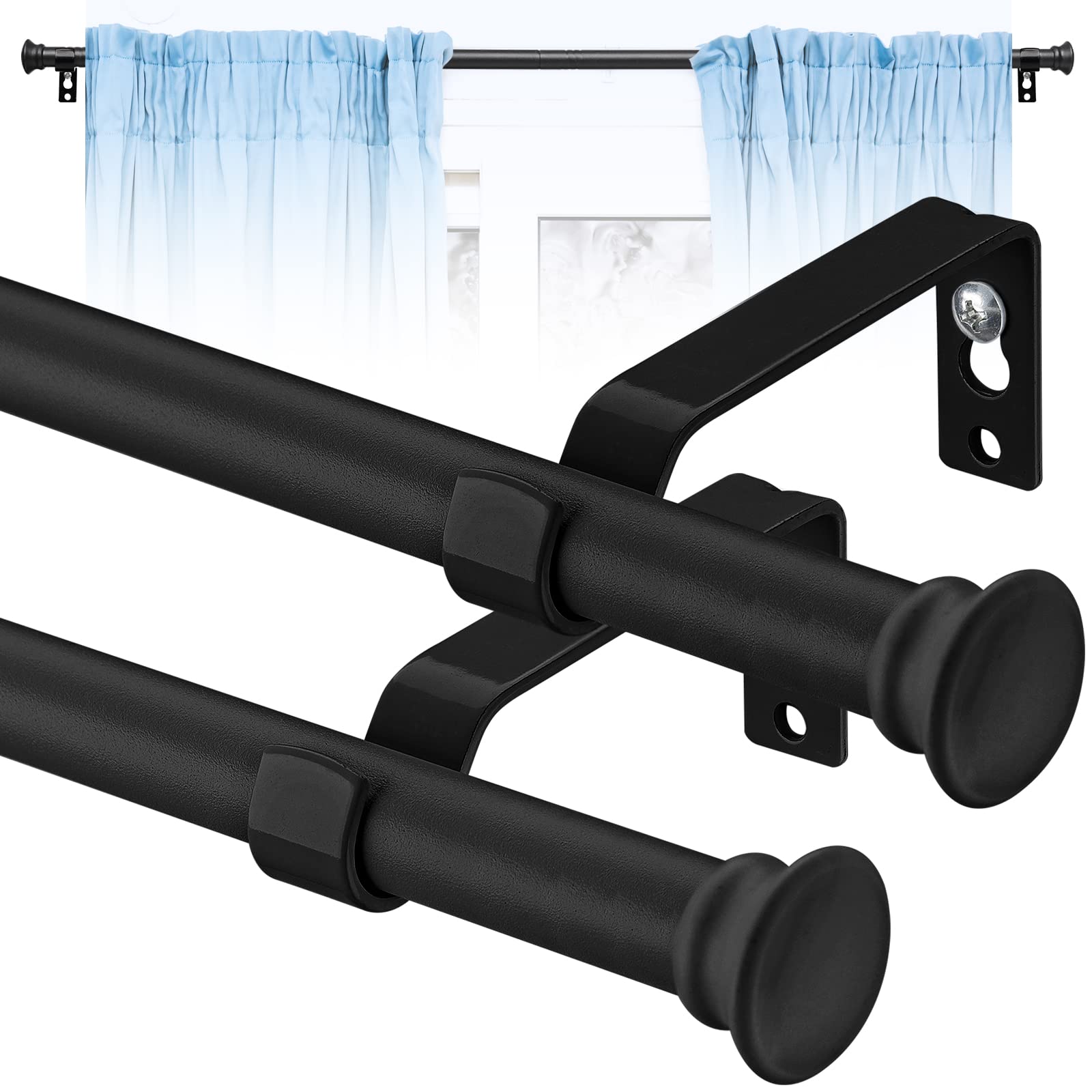 Adjustable Curtain Poles with Brackets - Black 76–198 cm (2Pk)-image-c90a2bd3-3d3f-42c4-9593-275f88ba1530-114337