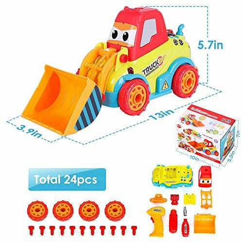 VATOS Bulldozer Truck Car Toy Take Apart Toys DIY Pretend Play Set