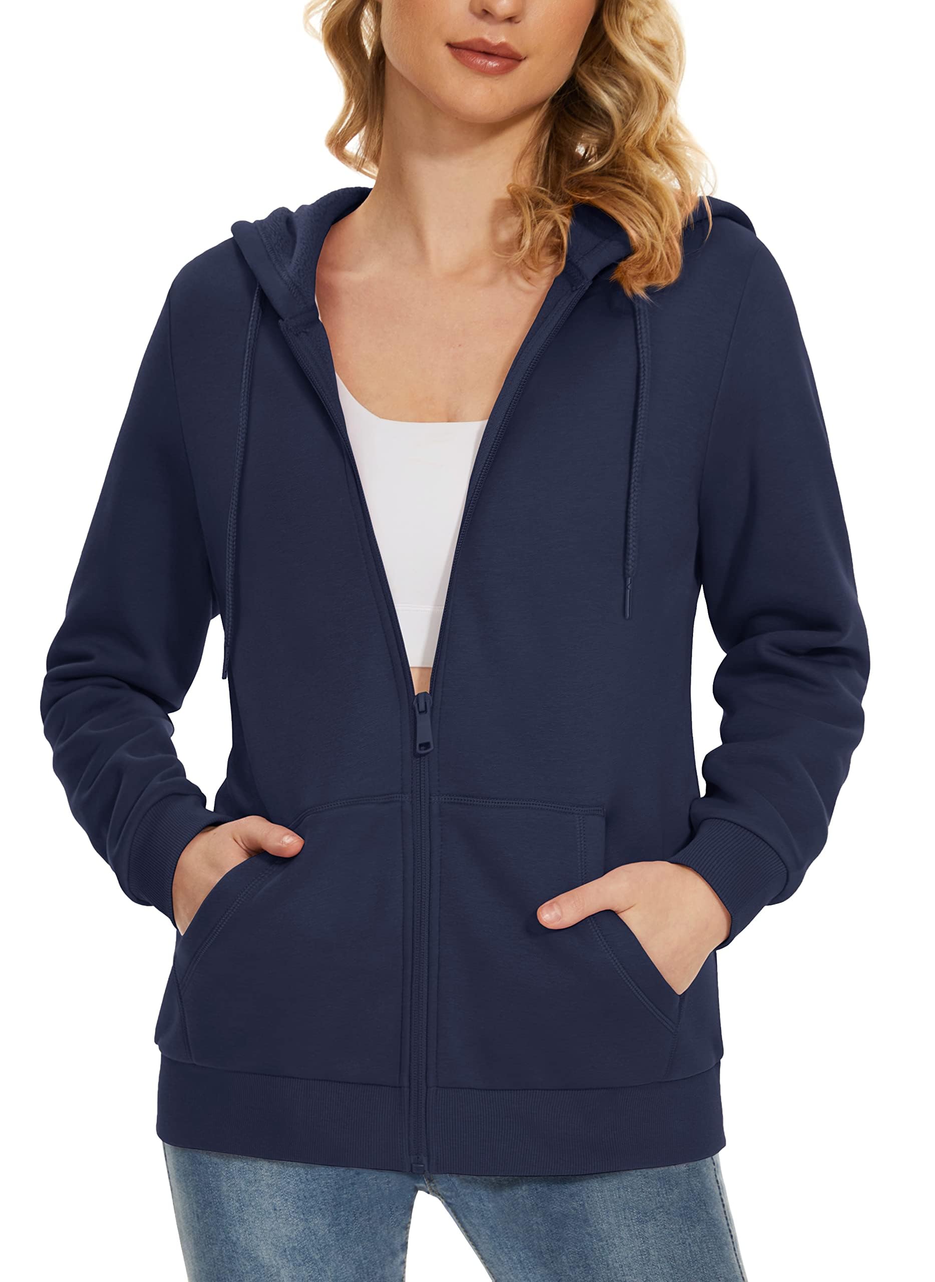 Women's Fleece Hoodie Zip Sweatshirt - Navy M-image-745f57a1-f325-4269-9818-5f0939a27454-116411