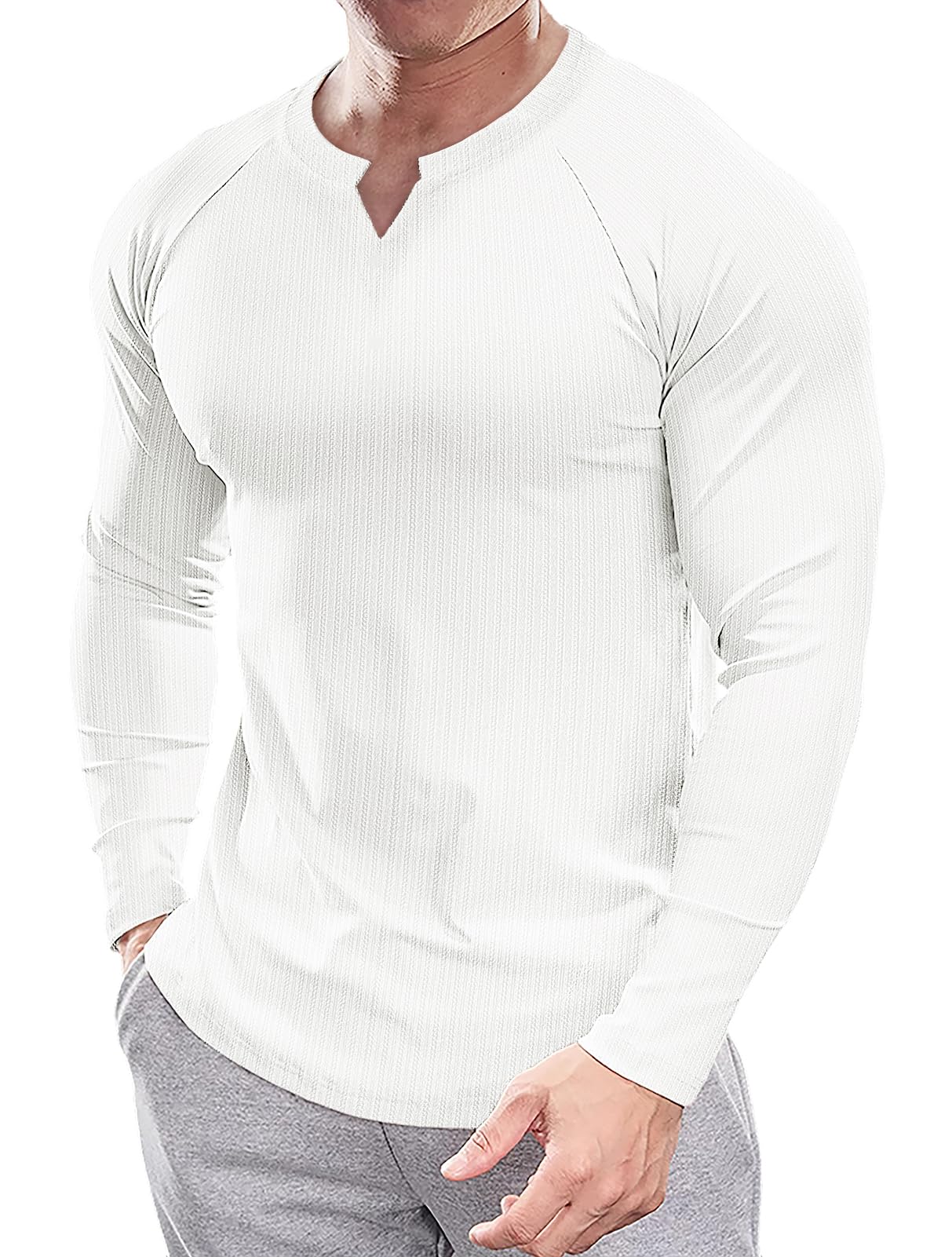 Men's Slim Fit Henley T-Shirt - White L-image-ca278ebf-3f61-421e-97ca-8d49e2a18ab5-114687