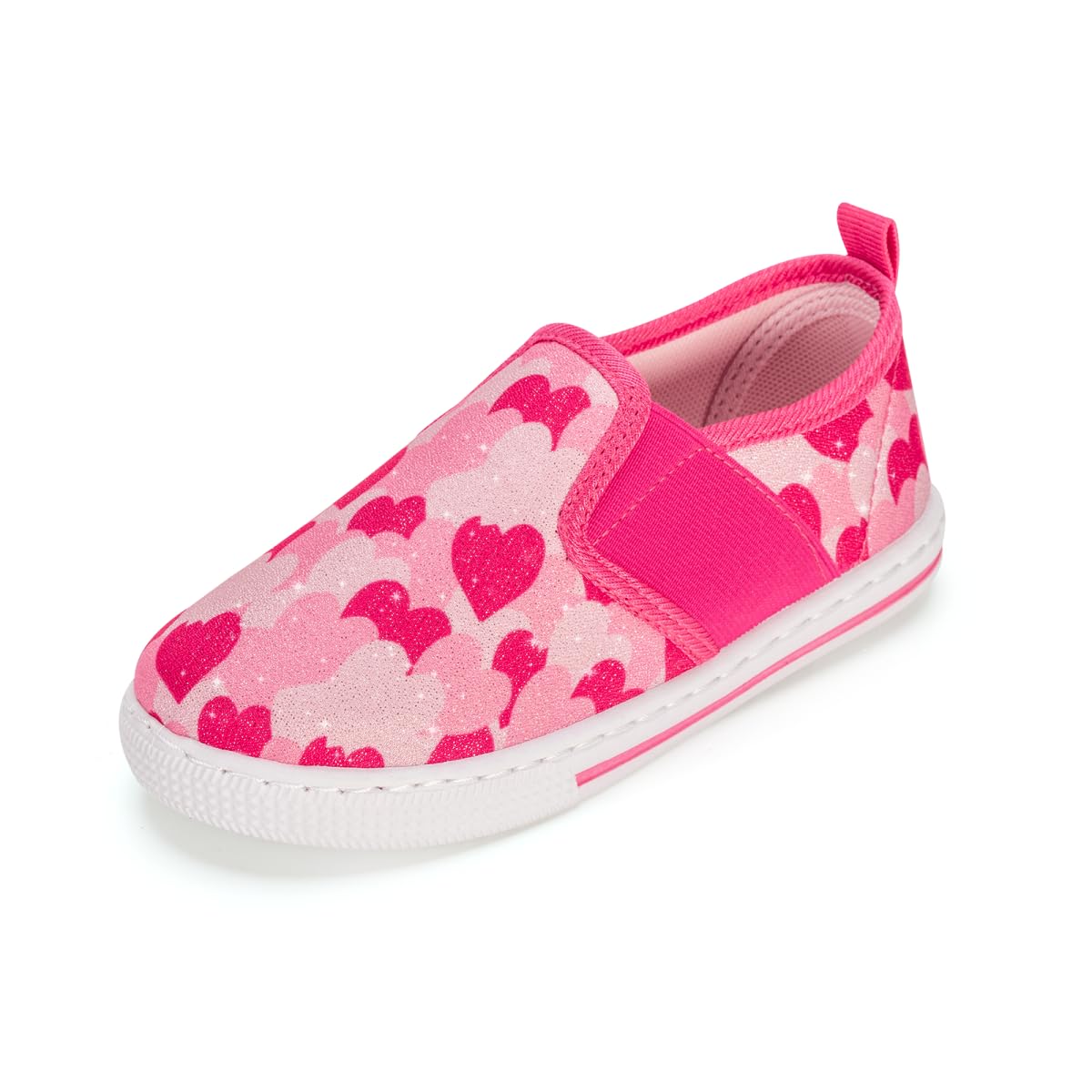 Kids Slip On Canvas Shoes - Pink Heart UK 1