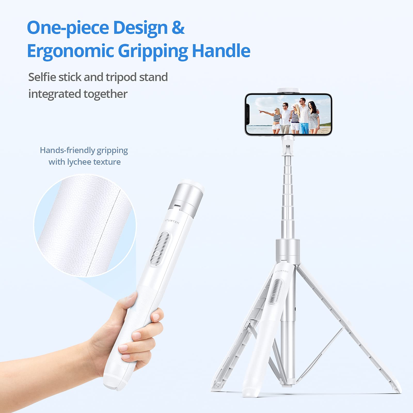 ATUMTEK Selfie Stick Tripod Extendable With Bluetooth Remote - Main Image