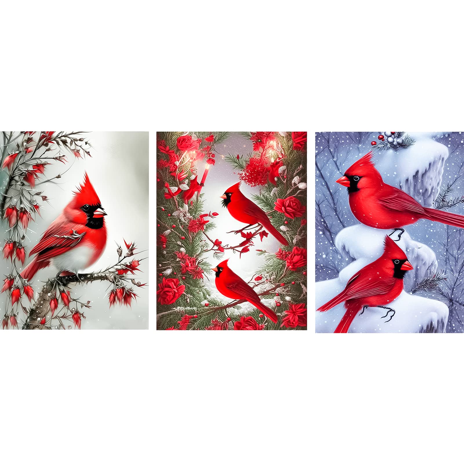 Paint by Numbers Kit for Adults - DIY Red Birds, 3 Pack, 12x16in Canvases, Perfect for Beginners-image-f86a2c7a-a31c-46bf-bed3-84d092429a8e-66470