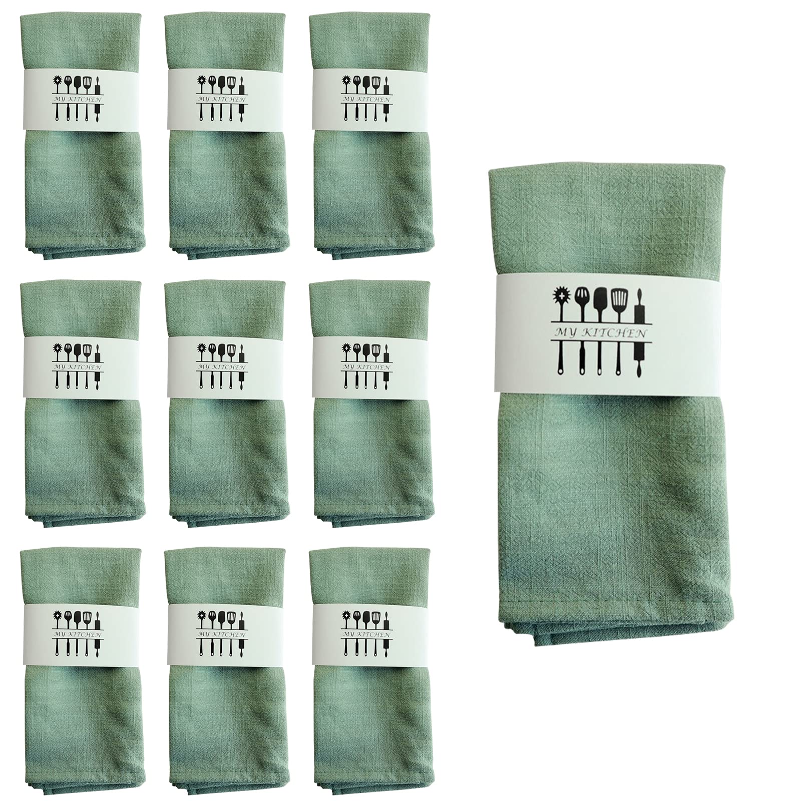 Cotton Linen Cloth Napkins 10 Pack - Light Green 40×40cm-image-1b8f5a74-59e1-44e1-b90a-5252a9976346-113821