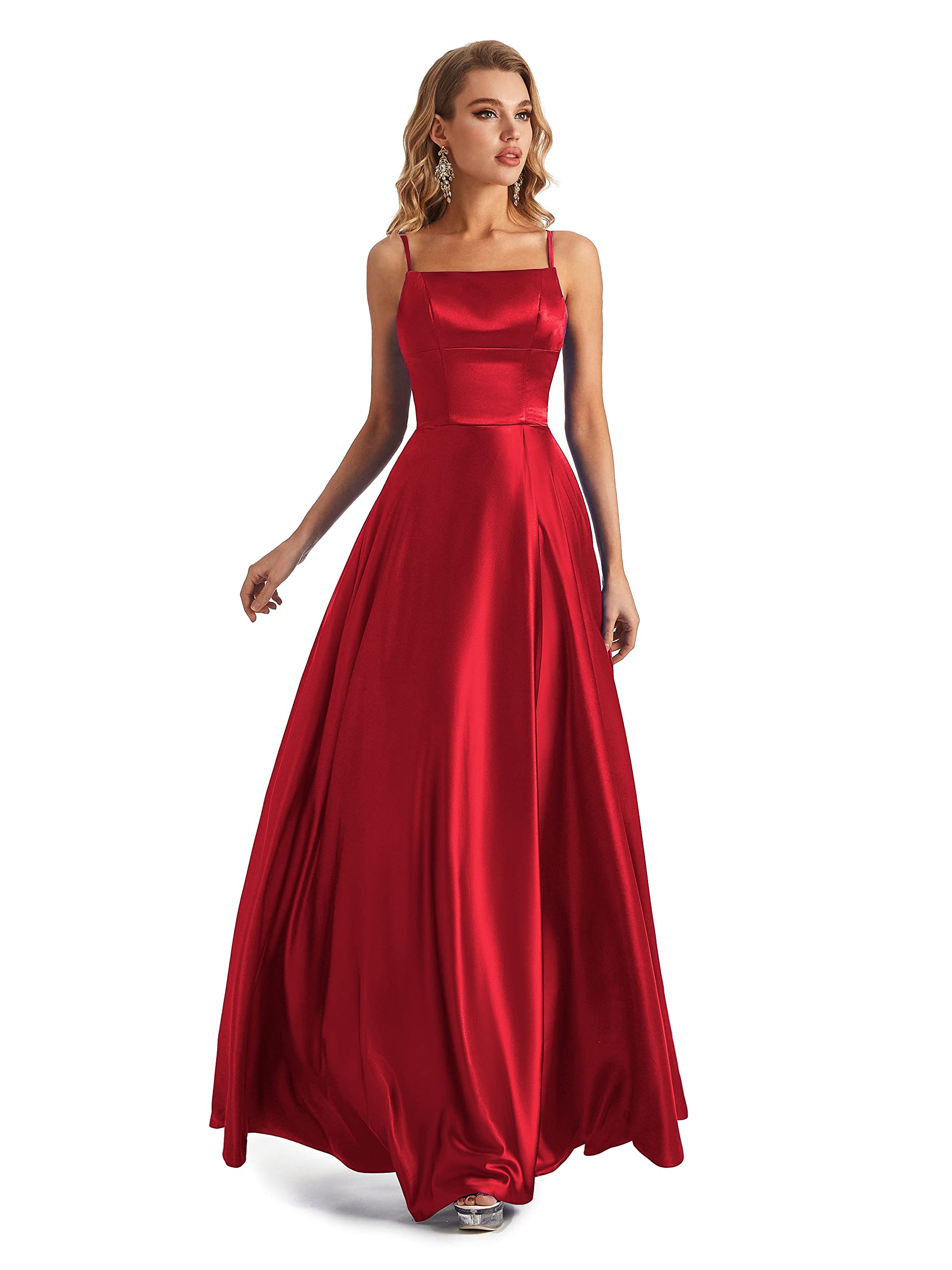 Satin Spaghetti Strap Prom Dress - Red Size 14-image-3dac8583-d847-49d2-9d3a-d9399d120501-102661