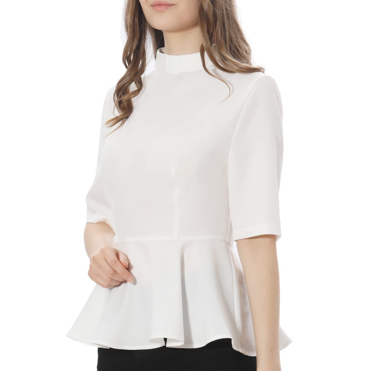 Womens Church Clergy Shirt Tab Collar Summer Half Sleeve Ruffle-image-4c5d0aeb-d087-40f9-9827-ff6a74c251a3-35581