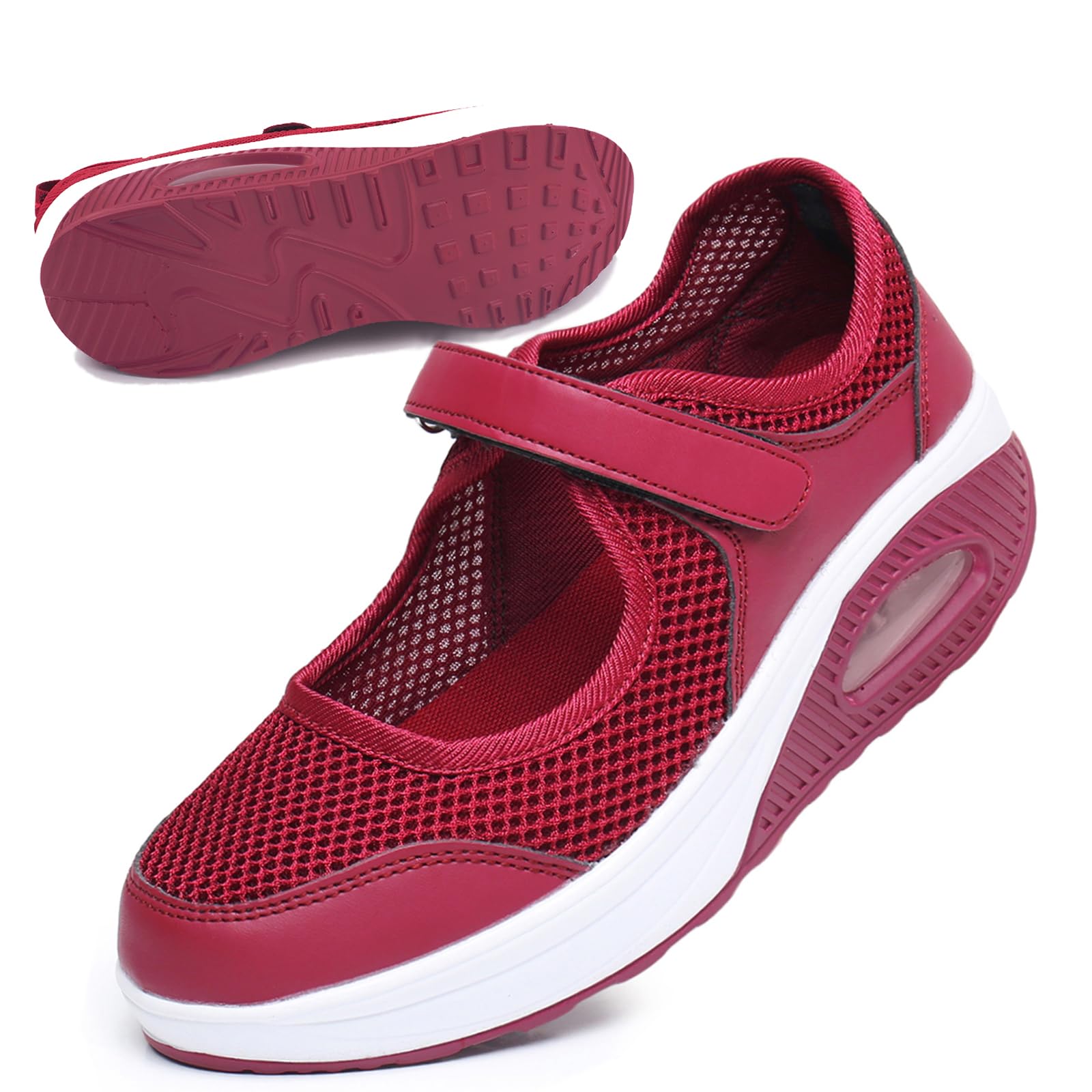 Women's Non-Slip Adjustable Breathable Walking Shoes - Lightweight, Comfortable Fitness Shoes - UK/7, Aa-Red-image-483fd3cc-0a43-46f7-862e-f92b0c1ef8ff-79147