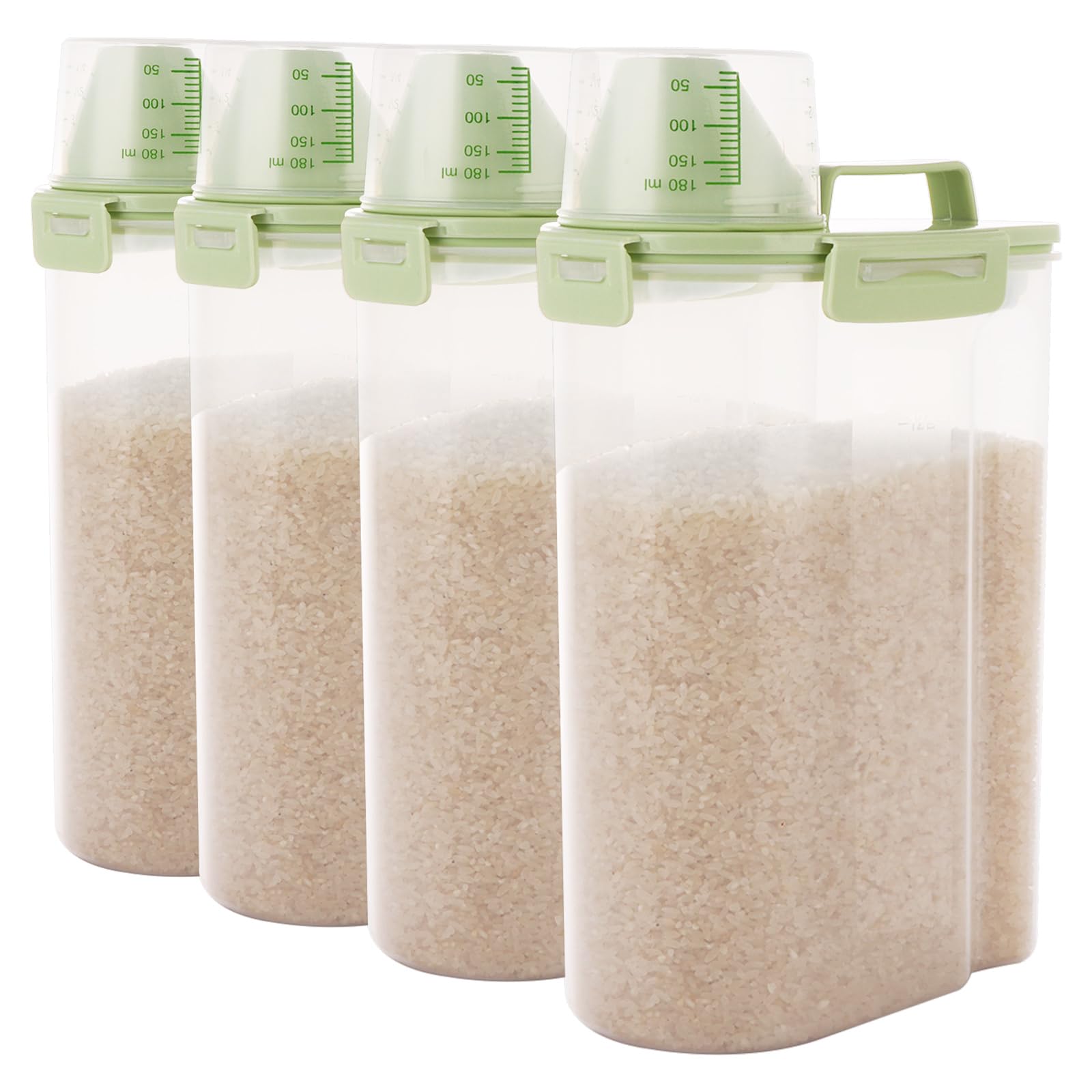 4PCS Cereal Storage Containers with Measuring Cup - Green Small-image-05a38c2d-04da-4233-a3d7-33792450c34a-94606