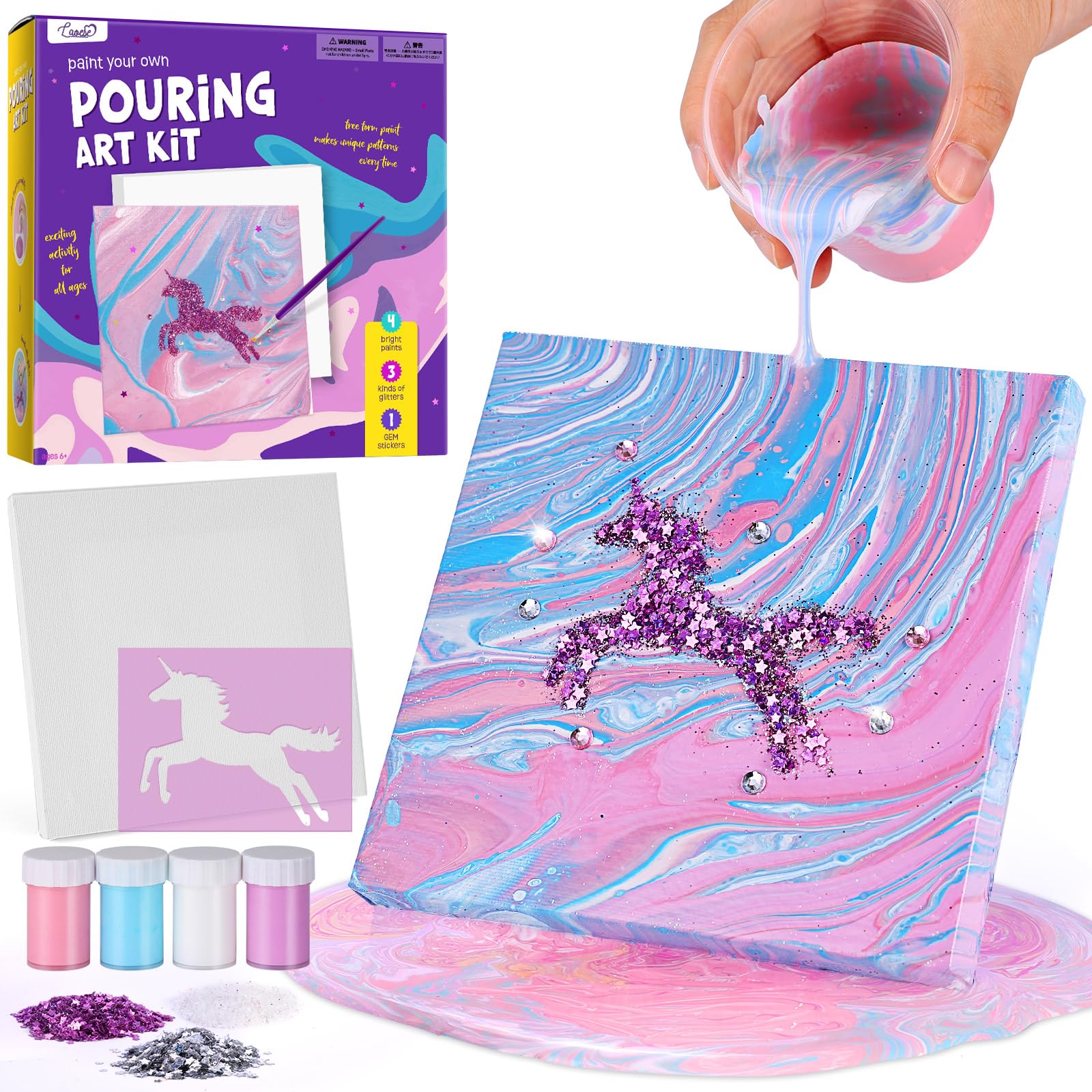 DIY Canvas Paint Pouring Art Kit for Kids 6-12 - Creative Craft Gift for Girls & Boys-image-5aa6d1ac-55d5-4462-948a-f90e5695aab7-59486