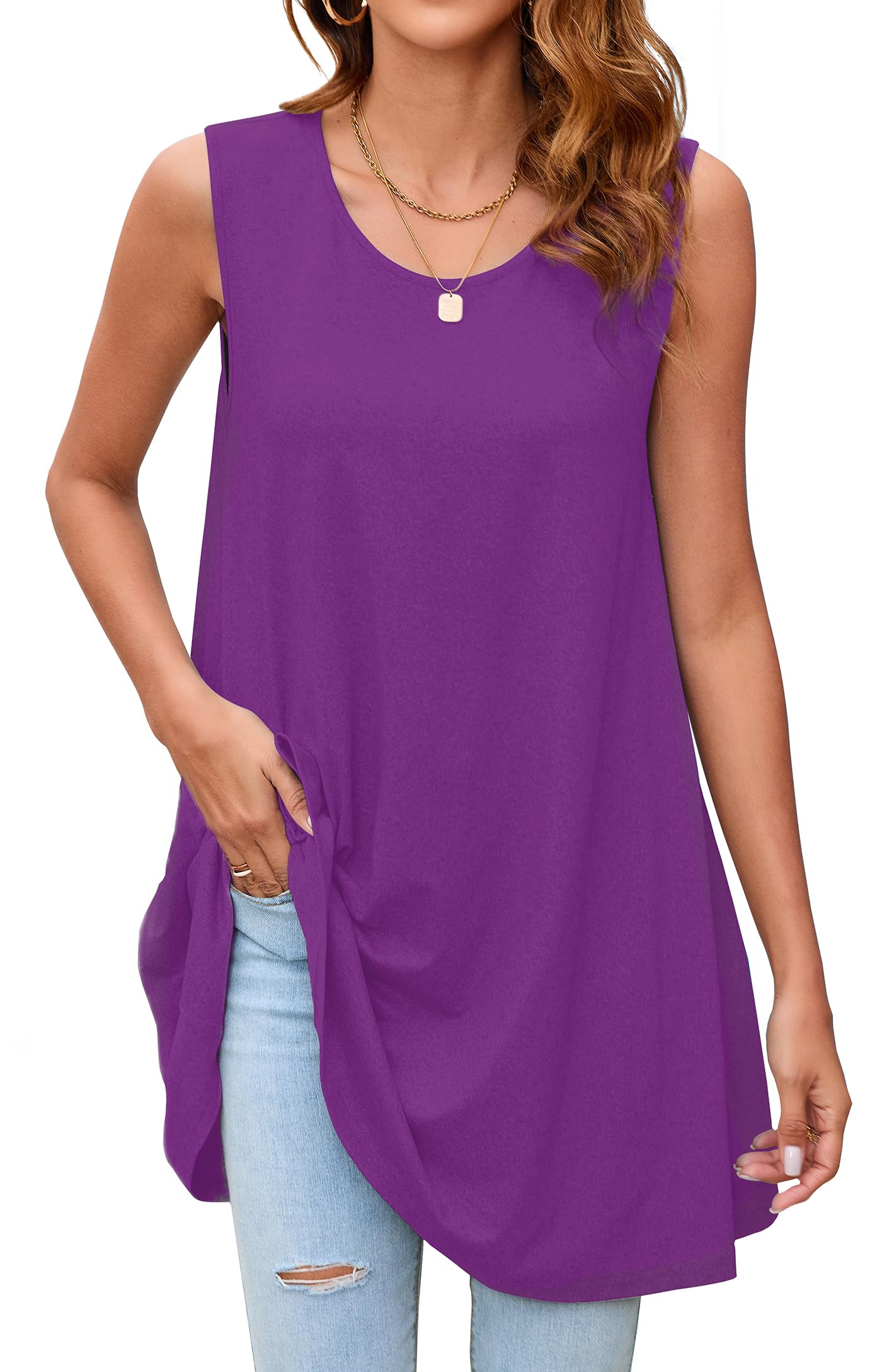 Women's Tunic Tank Top - Purple S-image-b627dfc0-572b-4cb5-8d96-098a6f3a27b0-104740