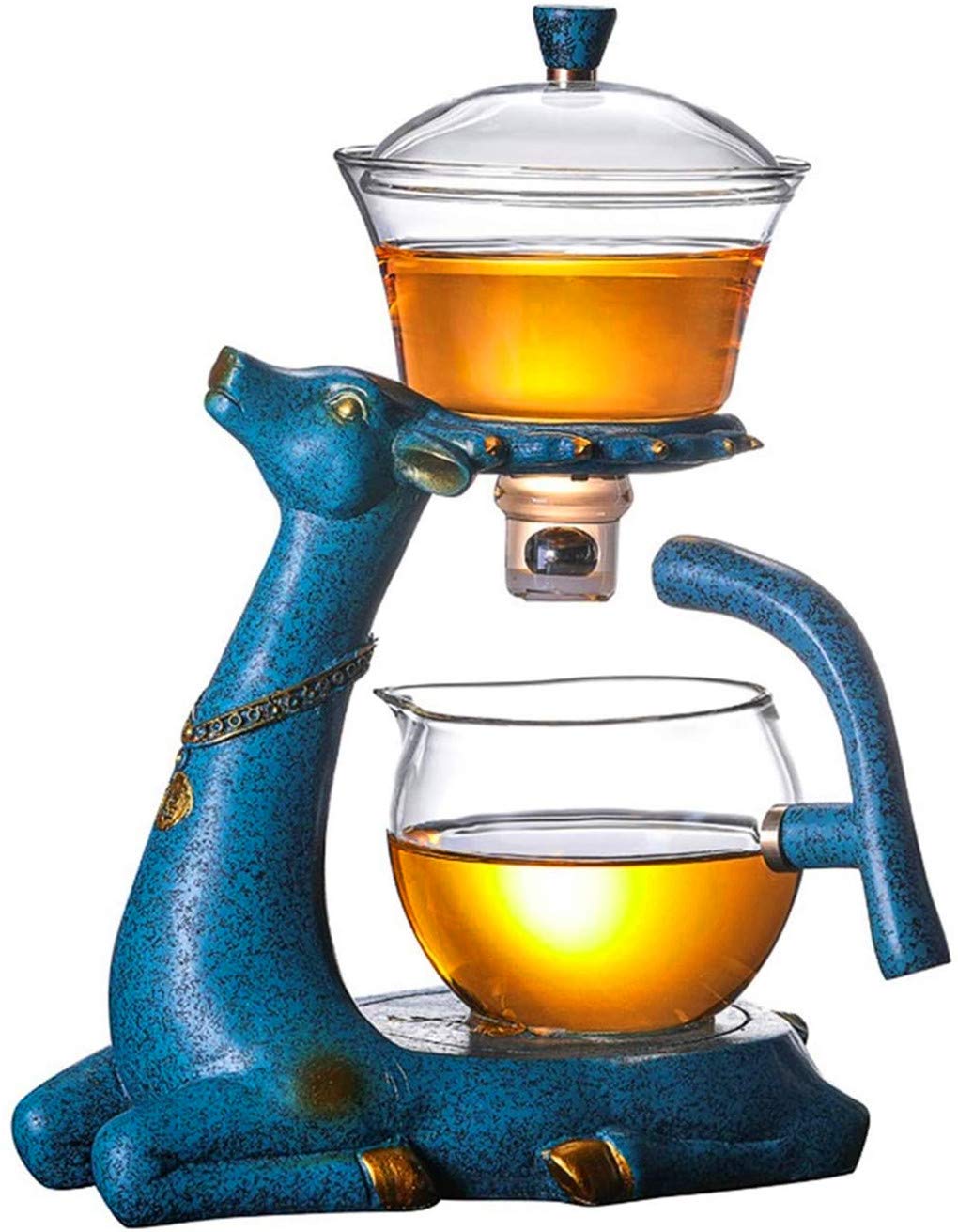 Glass Kungfu Tea Set with Heater - Blue Without Cup