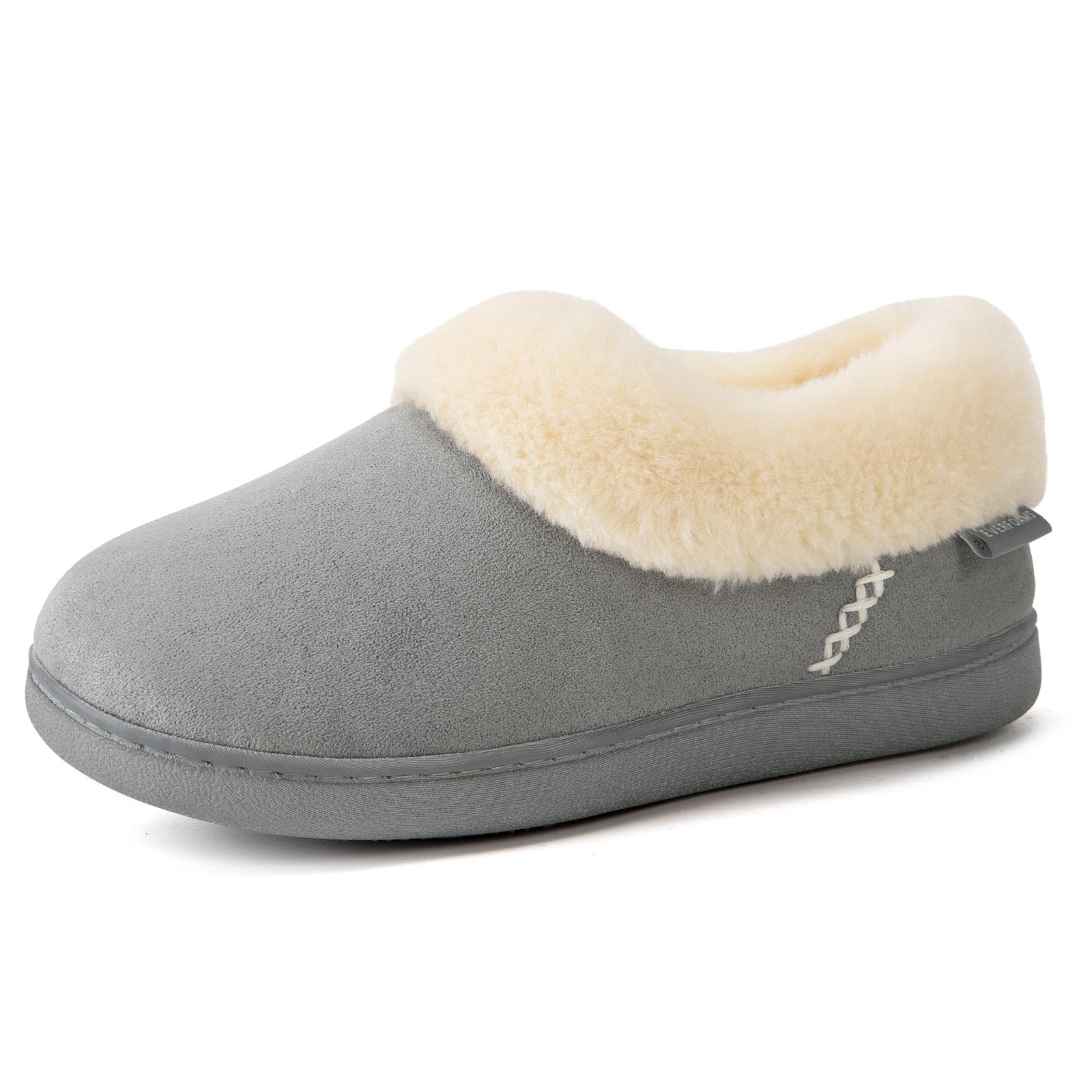 Women's Cosy Grey Slippers with Faux Fur & Memory Foam, Size 6.5 UK - Indoor/Outdoor Comfort-image-92c27ee1-8d30-4048-93b7-51799b73df59-43272