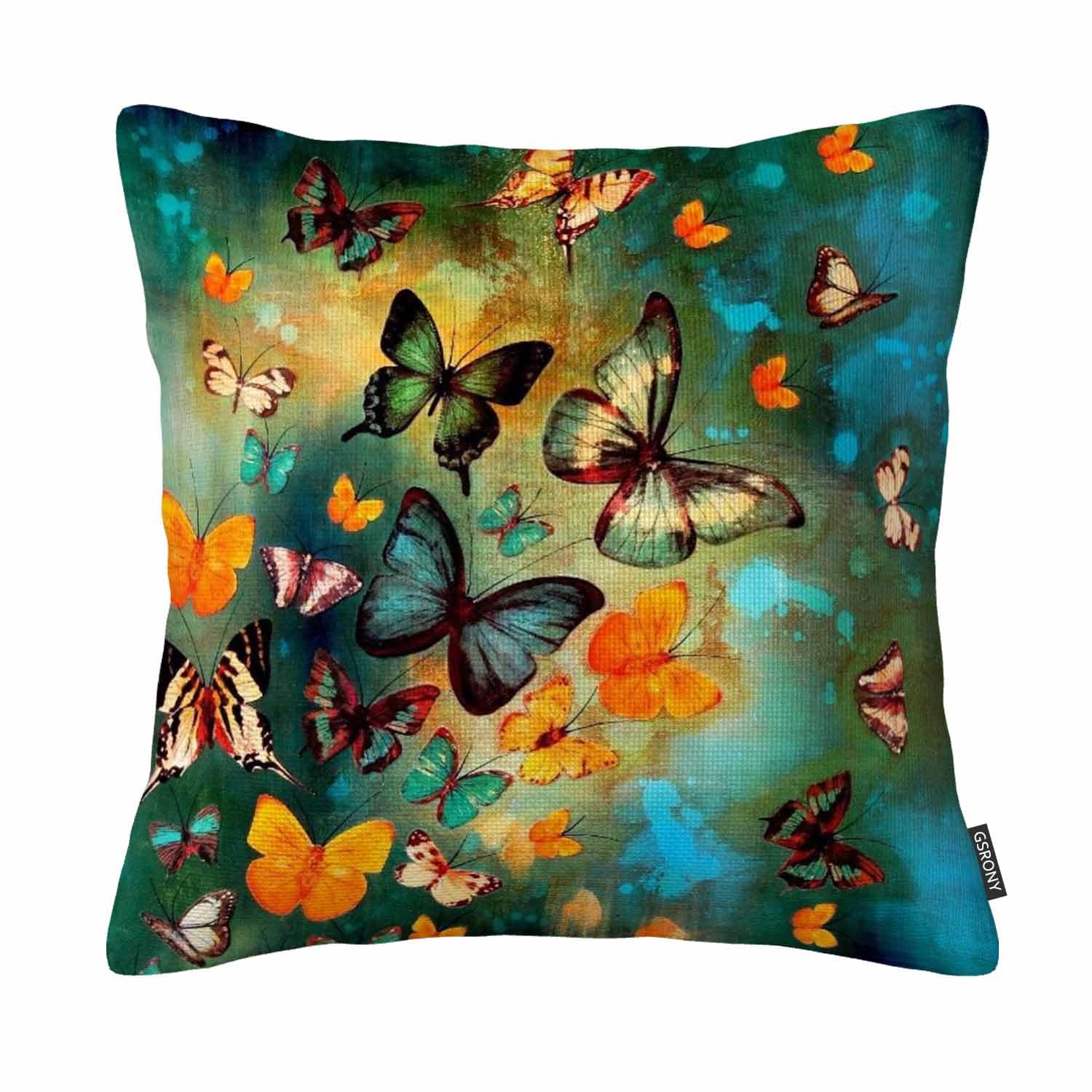 Butterfly Throw Pillow Covers 18x18 Inches - Oil Painting Style Cushion Case for Home Décor-image-afdfd4c4-9f38-4192-9174-98970bac12ab-68104