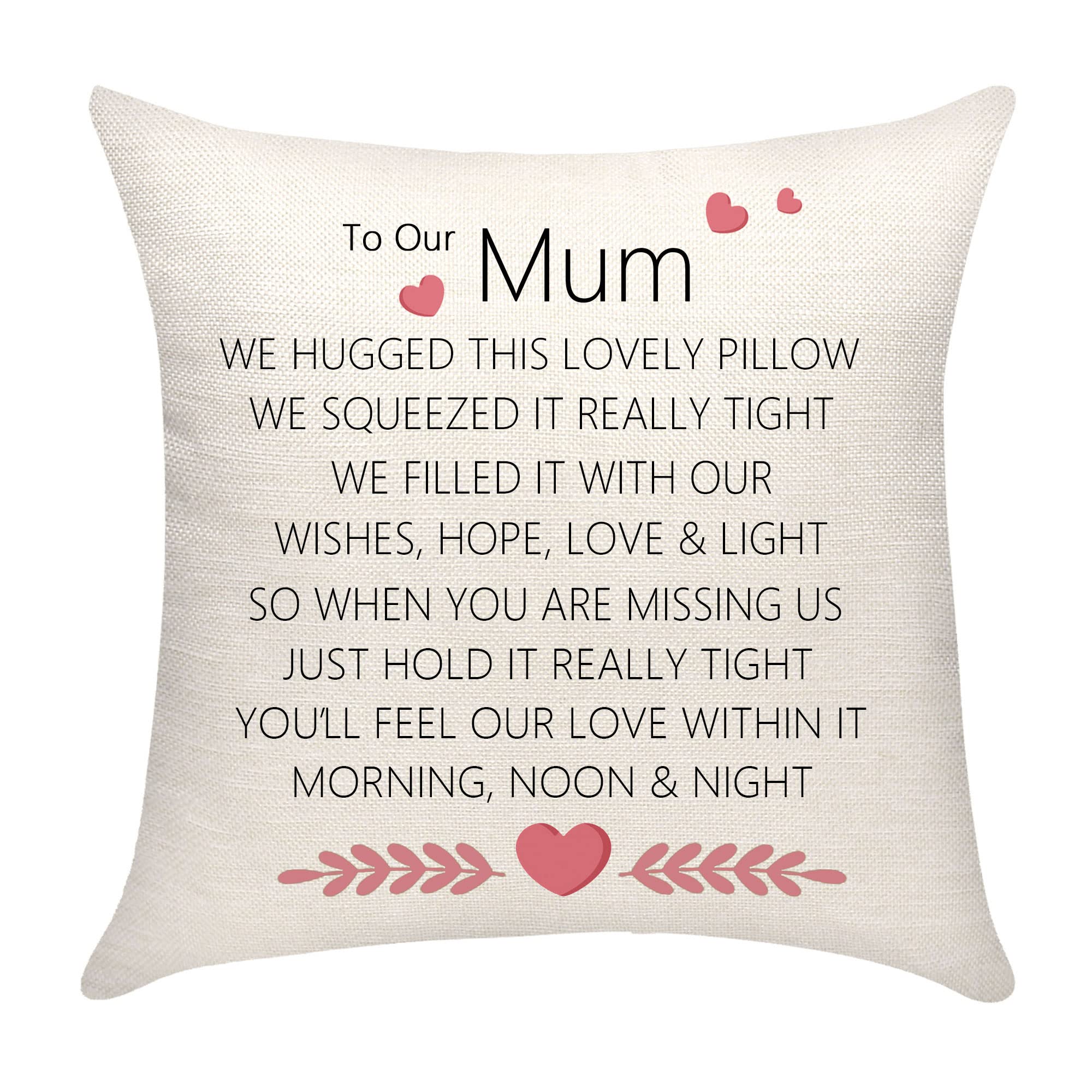 Mum Gifts Cushion Covers - Luxurious Flax Material, Hidden Zipper, Perfect for Birthdays & Mother's Day