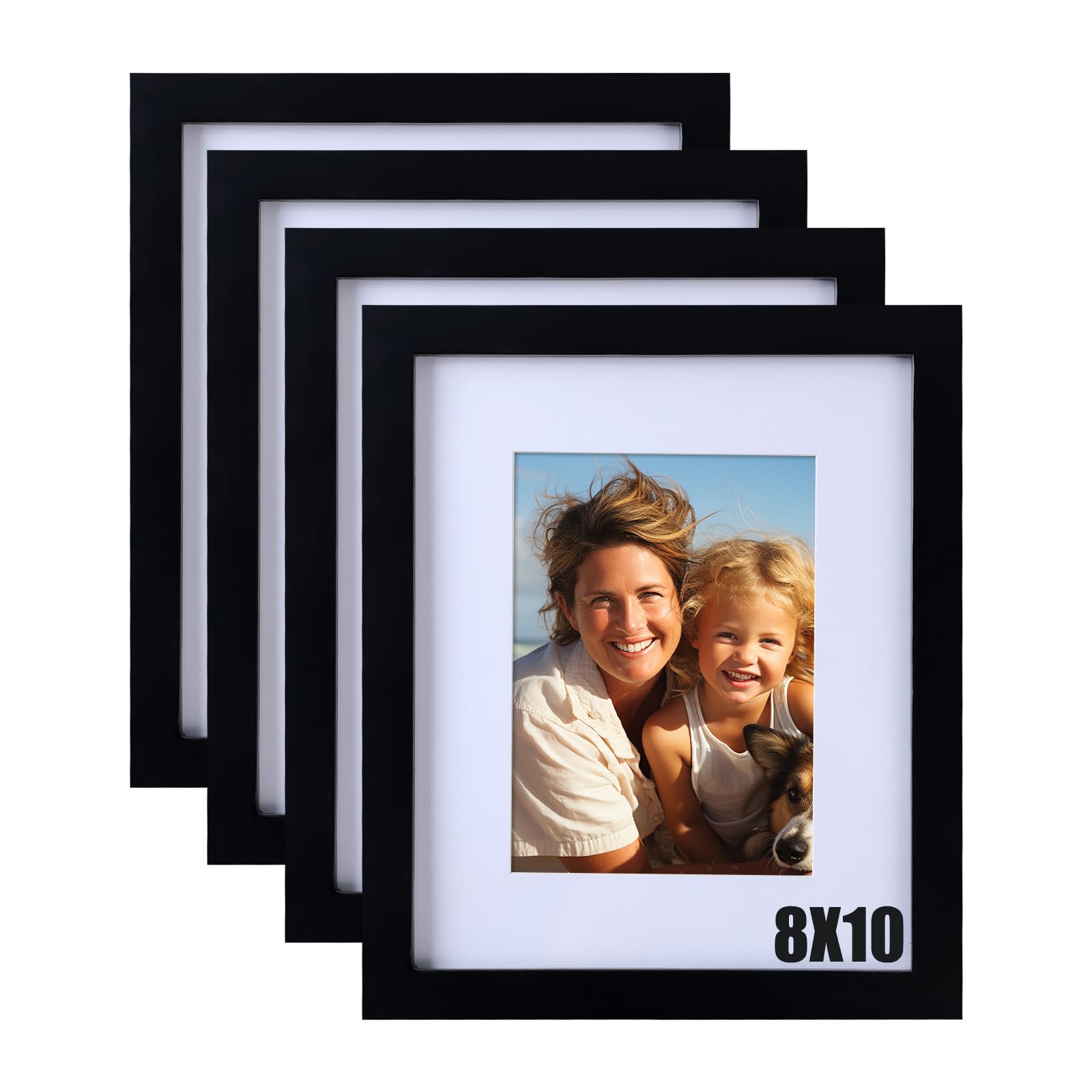Elegant Black 10x8 Solid Wood Picture Frames Set of 4 with Real Glass, Matted for 7x5 Photos-image-70345d89-92d8-459c-ab46-2b979c825564-55808