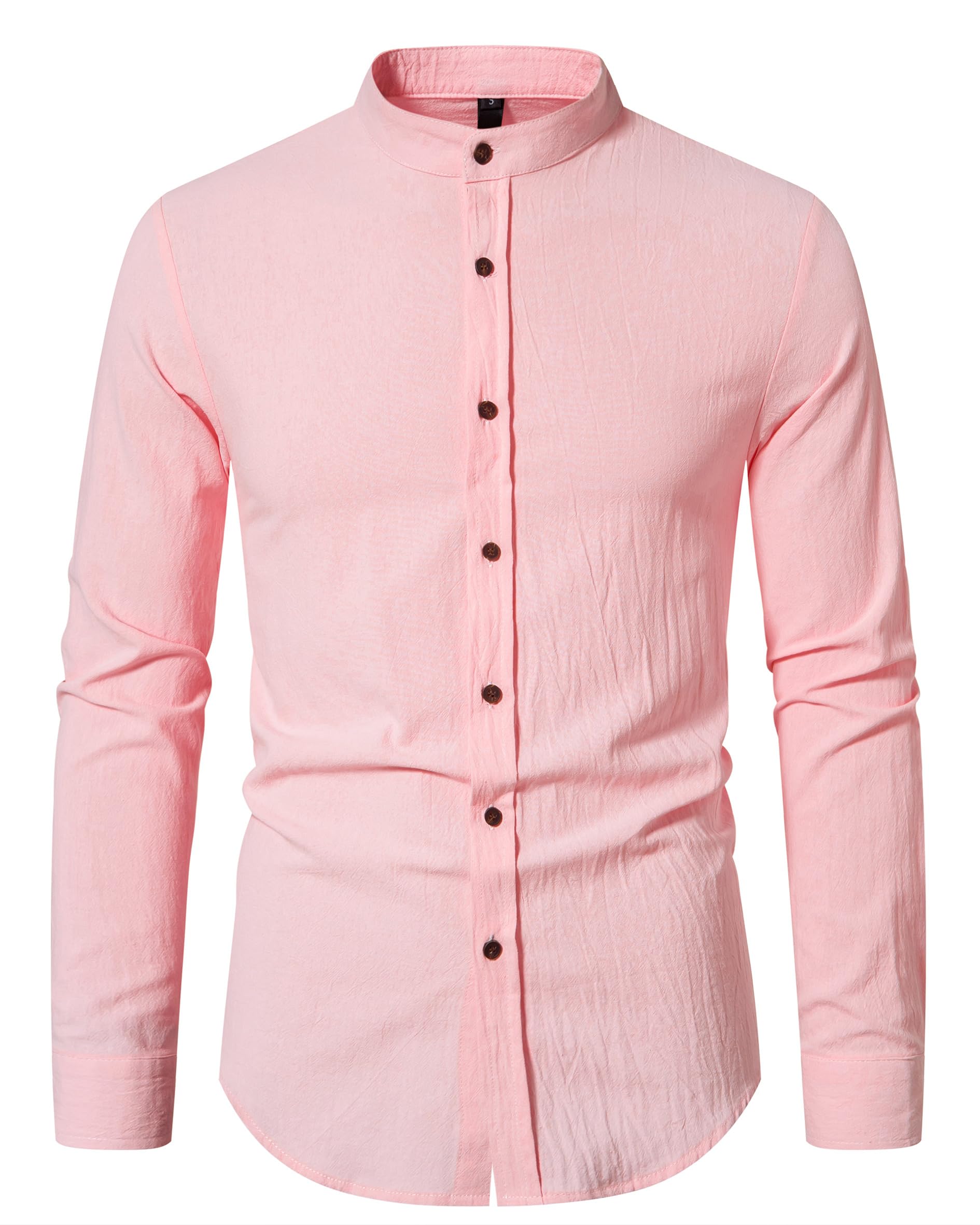 Men's Linen Long Sleeve Shirt - Pink L-image-842d3ca4-56d6-4564-91f8-5e4505ab2d67-104907