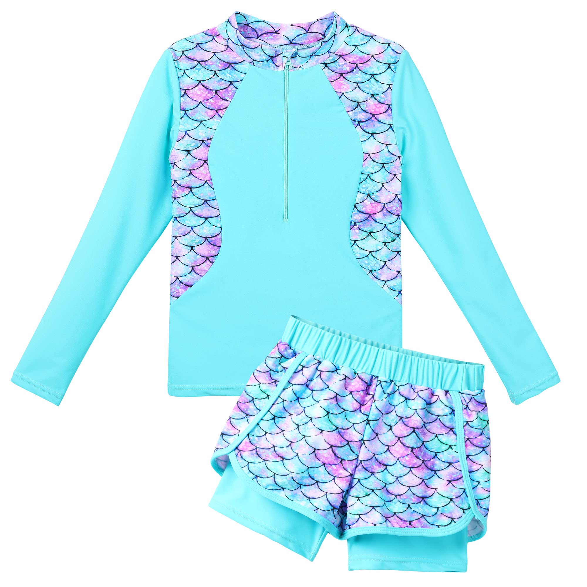 Girls 2PCS Swimsuit UPF 50+ - Cyan 9-10 Years-image-69929f9d-f9ee-41e8-a953-0f5e45bf3eaa-111581