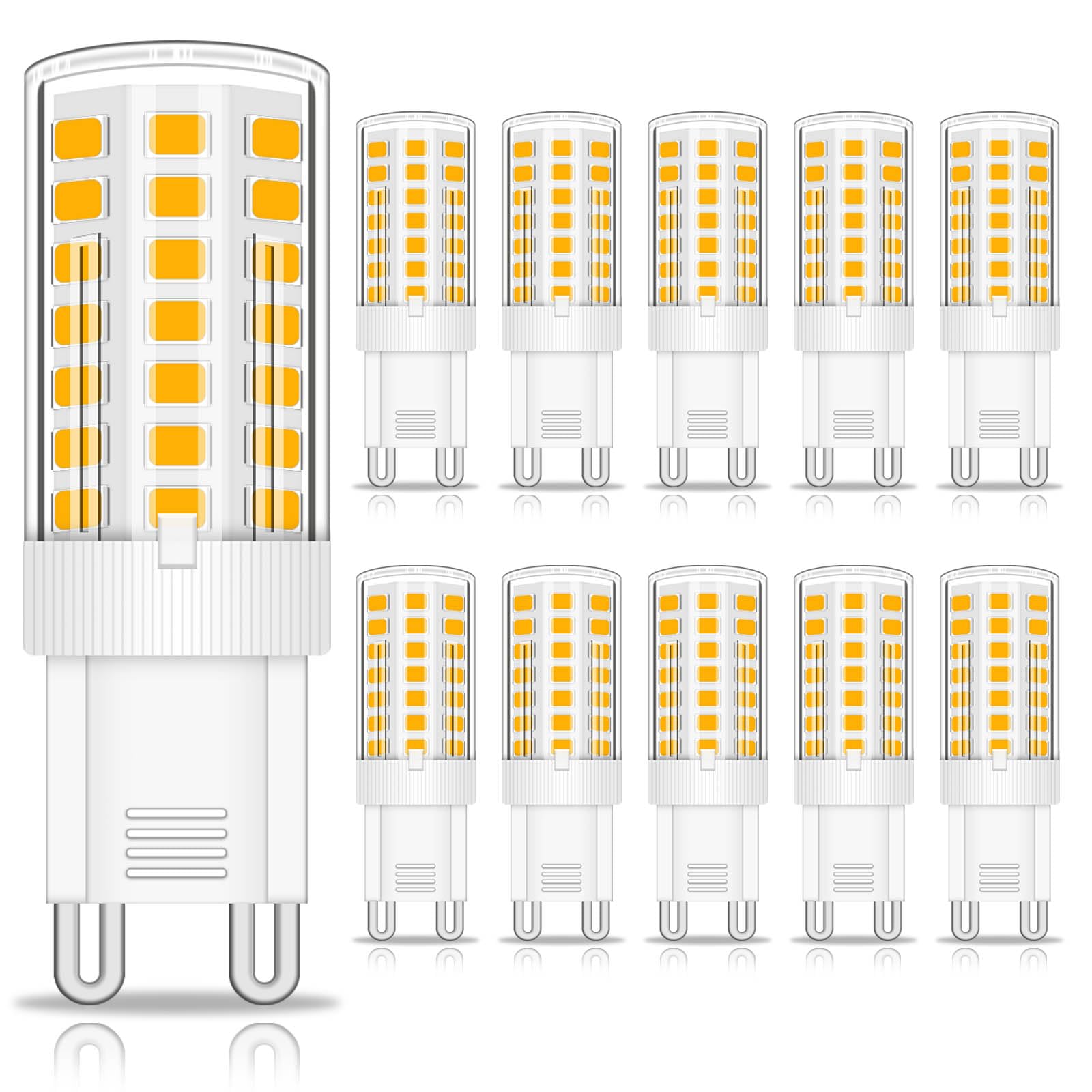 XIMNCHNI G9 LED Bulbs 5W Warm White, 500LM 3000K, Energy-Saving, 10-Pack - Equivalent to 50W Halogen