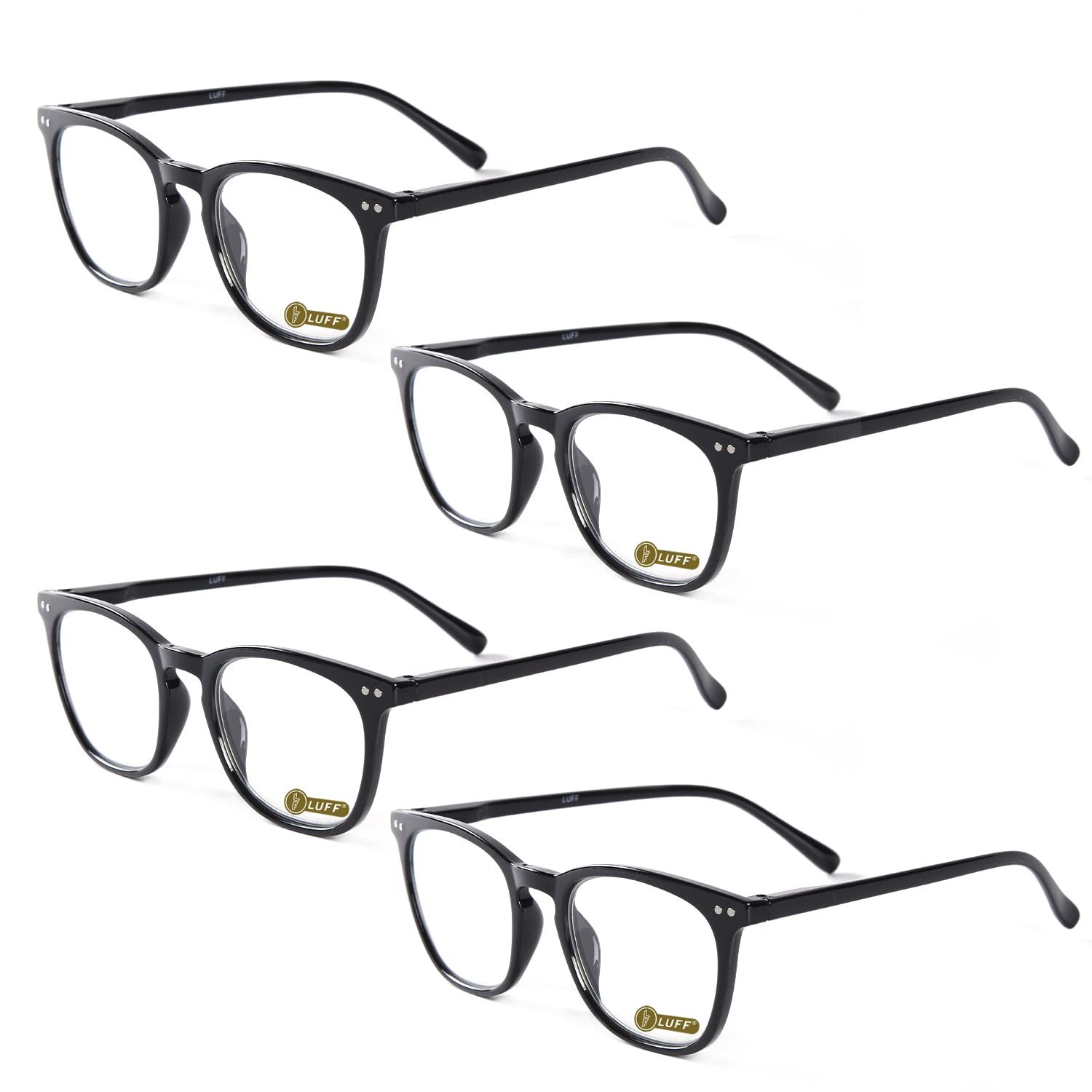 Blue Light Reading Glasses 4 Pack - Black 2.0x