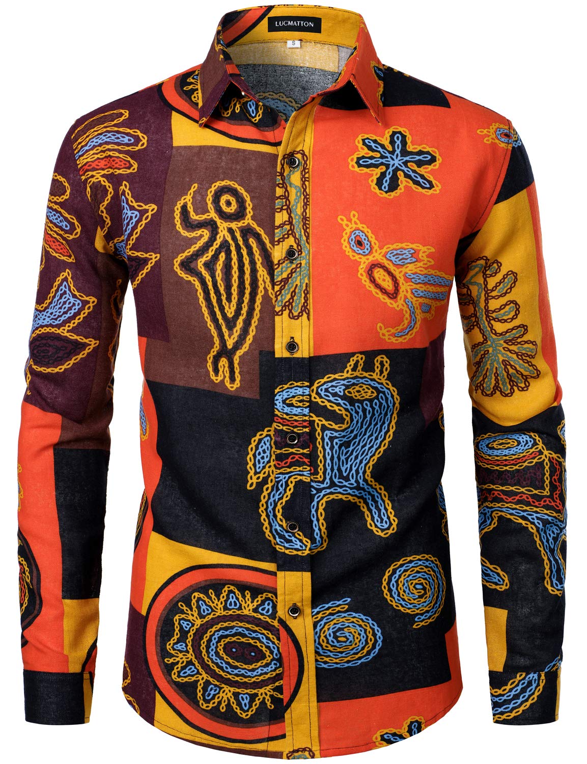 Men's Linen African Print Shirt - Small Multicolour-image-5cb4170c-81ed-46ca-9616-1f7078e7a78c-93293