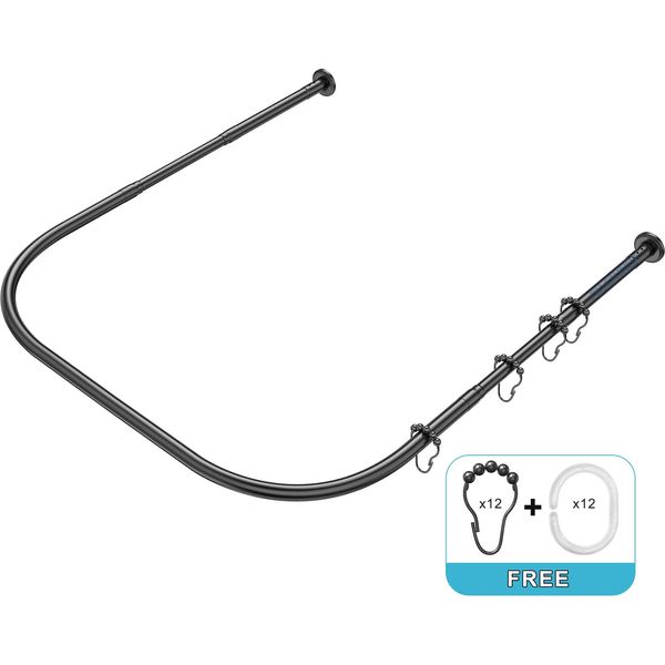 Misounda U Shaped Shower Curtain Rods Rails For Bath,304 Stainless Steel